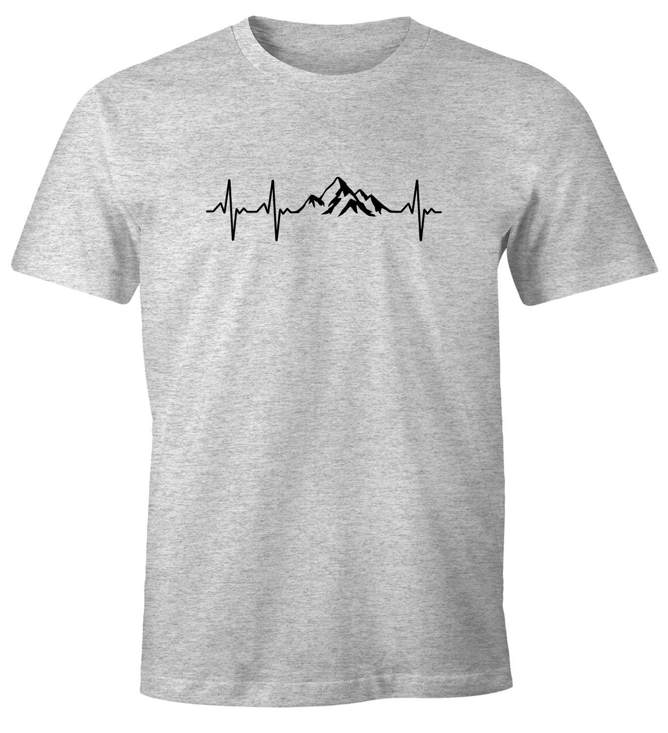 MoonWorks Print-Shirt Herren T-Shirt Berge Wandern Herzschlag Puls EGK Gesc günstig online kaufen