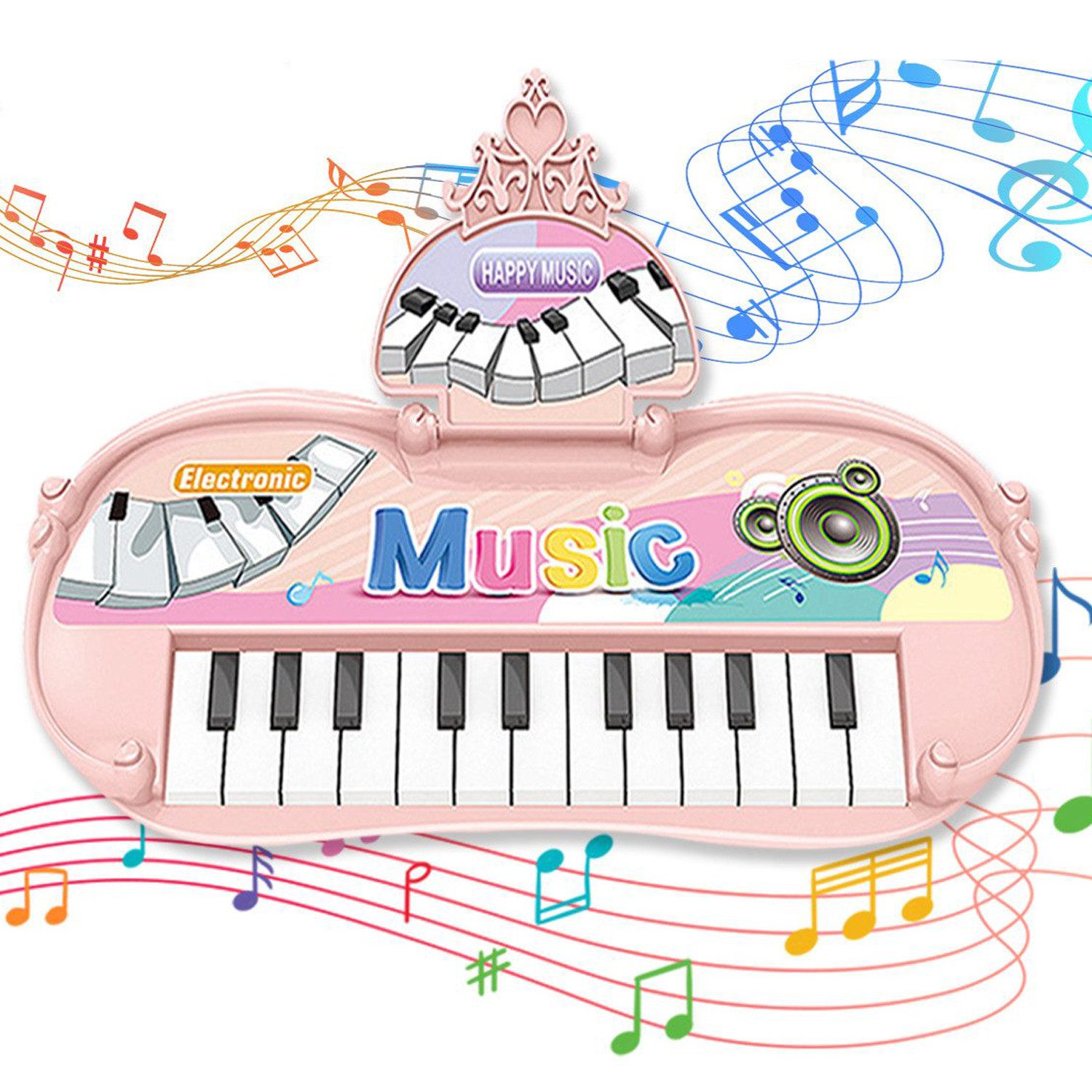 Spielzeug-Musikinstrument Tisch-Keyboard mit 13 Tasten elektronisch rosa