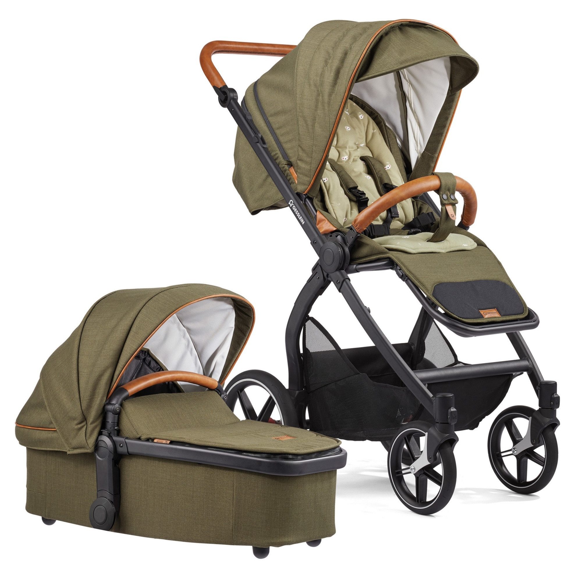 Gesslein Kombi-Kinderwagen Gesslein FX4 Swing 2in1 Kinderwagen-Set inkl. Babywanne Panorama Relax