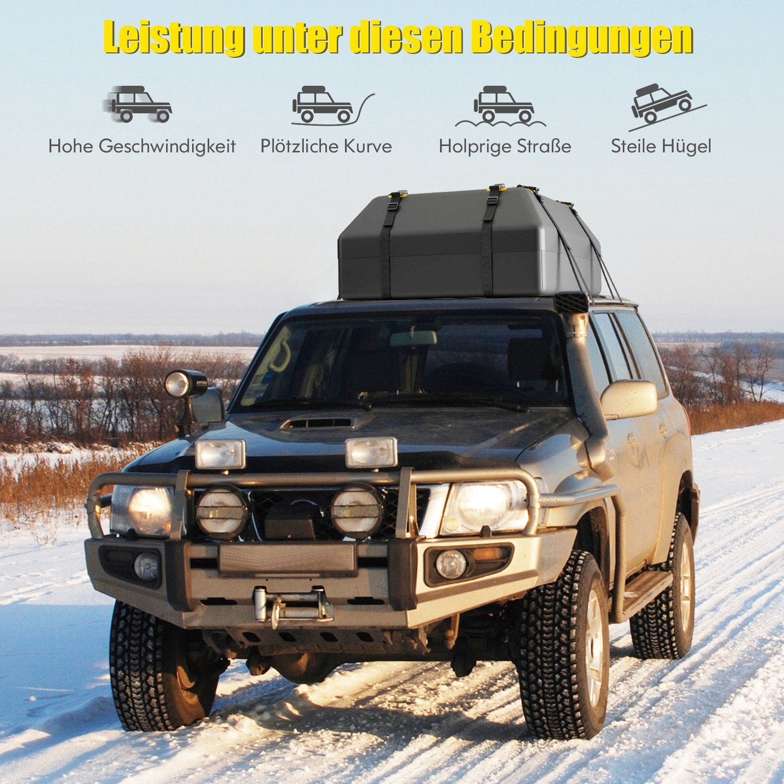 COSTWAY Dachbox Universelle, 400L faltbare Gepäckbox