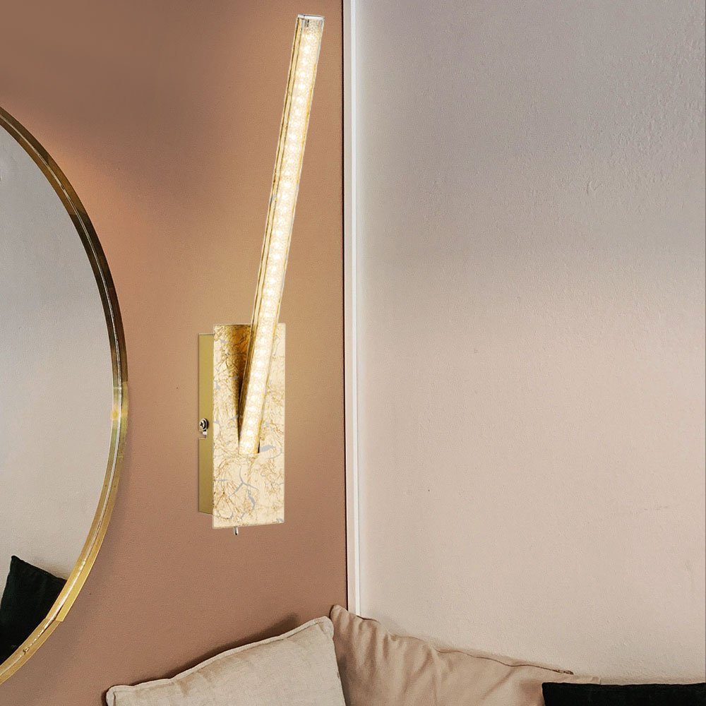 Zimmer Wohn Lese Wand Warmweiß, LED Gold Kristall Lampe LED-Leuchtmittel LED Globo fest verbaut, Strahler Wandleuchte, Ess