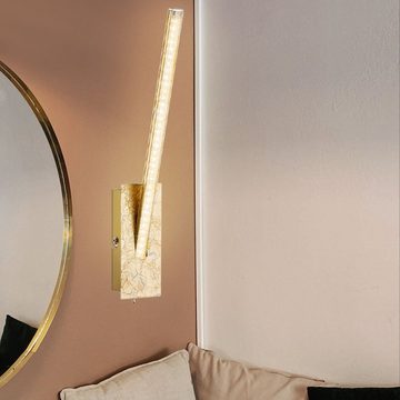 Globo LED Wandleuchte, LED-Leuchtmittel fest verbaut, Warmweiß, LED Wand Lampe Wohn Ess Zimmer Strahler Kristall Gold Lese
