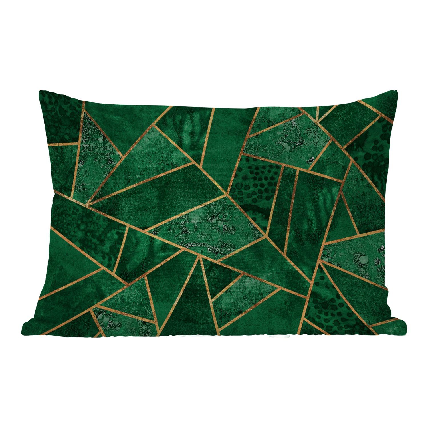 MuchoWow Dekokissen Smaragd - Gold - Abstrakt - Muster, Outdoor-Dekorationskissen, Polyester, Dekokissenbezug, Kissenhülle | Dekokissen