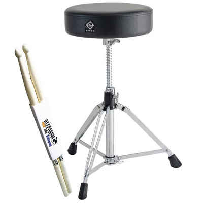 Dixon Schlagzeughocker Dixon PSN-9 Drumhocker Rundsitz + Drumsticks (mit Drumsticks), Höhenverstellbar, Memory Lock