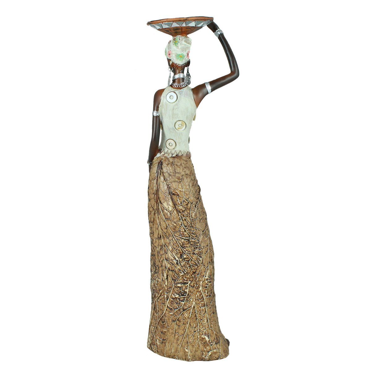 Kopf Frau Dekofigur, Afrikanische Deko Afrikafigur handbemalt auf Afrika Schale colourliving mit Figur dem