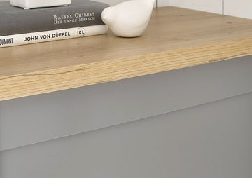 Furn.Design Highboard Rideau (Schrank in grau und Eiche Artisan, 138 x 142 cm), mit viel Stauraum, Landhausstil modern