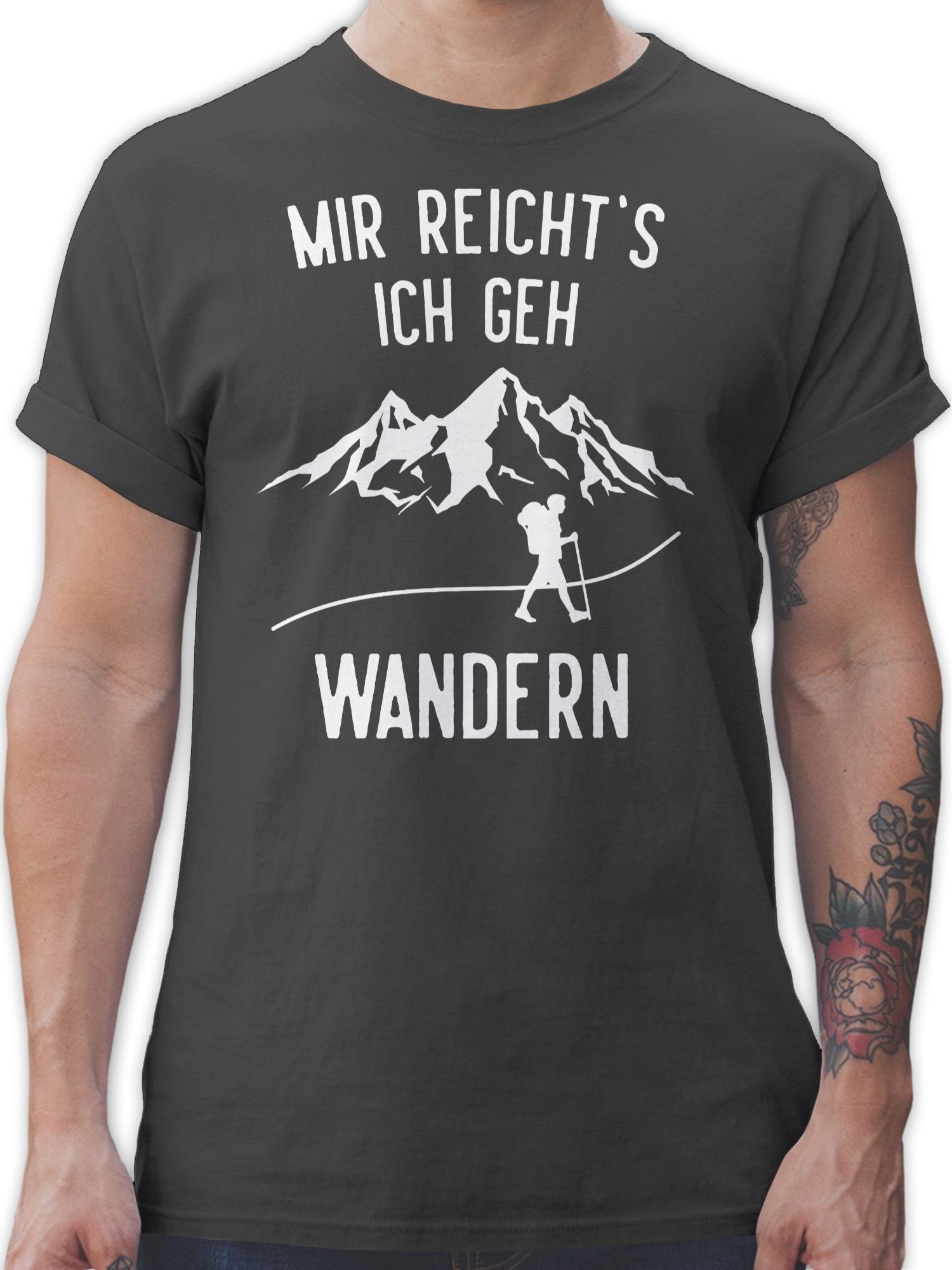 Shirtracer T-Shirt Mir reichts ich geh wandern - Berge Wandern Laufen Joggen Zubehör 01 Dunkelgrau