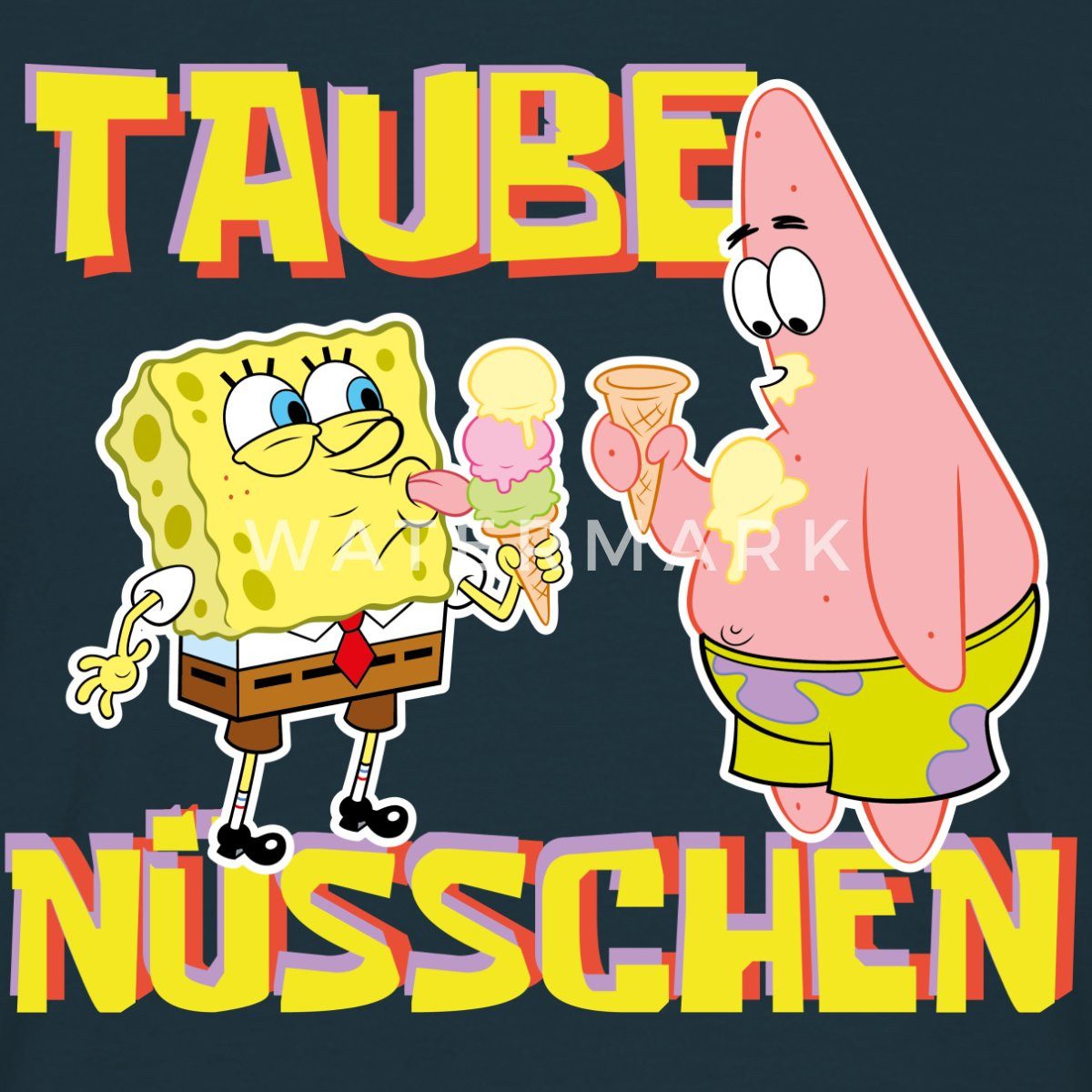 Spreadshirt T-Shirt SpongeBob Schwammkopf Taube Nüsschen Patrick Eis Männer T-Shirt (1-tlg)