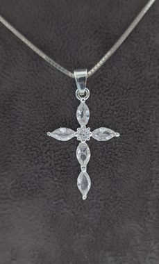 NAHLE Kreuzkette Damen Kette Kreuz Silberkette Kette Zirkonia 925 Silber Halskette (inklusive Schmuckbox), 925 Silber Anhänger - rhodiniert