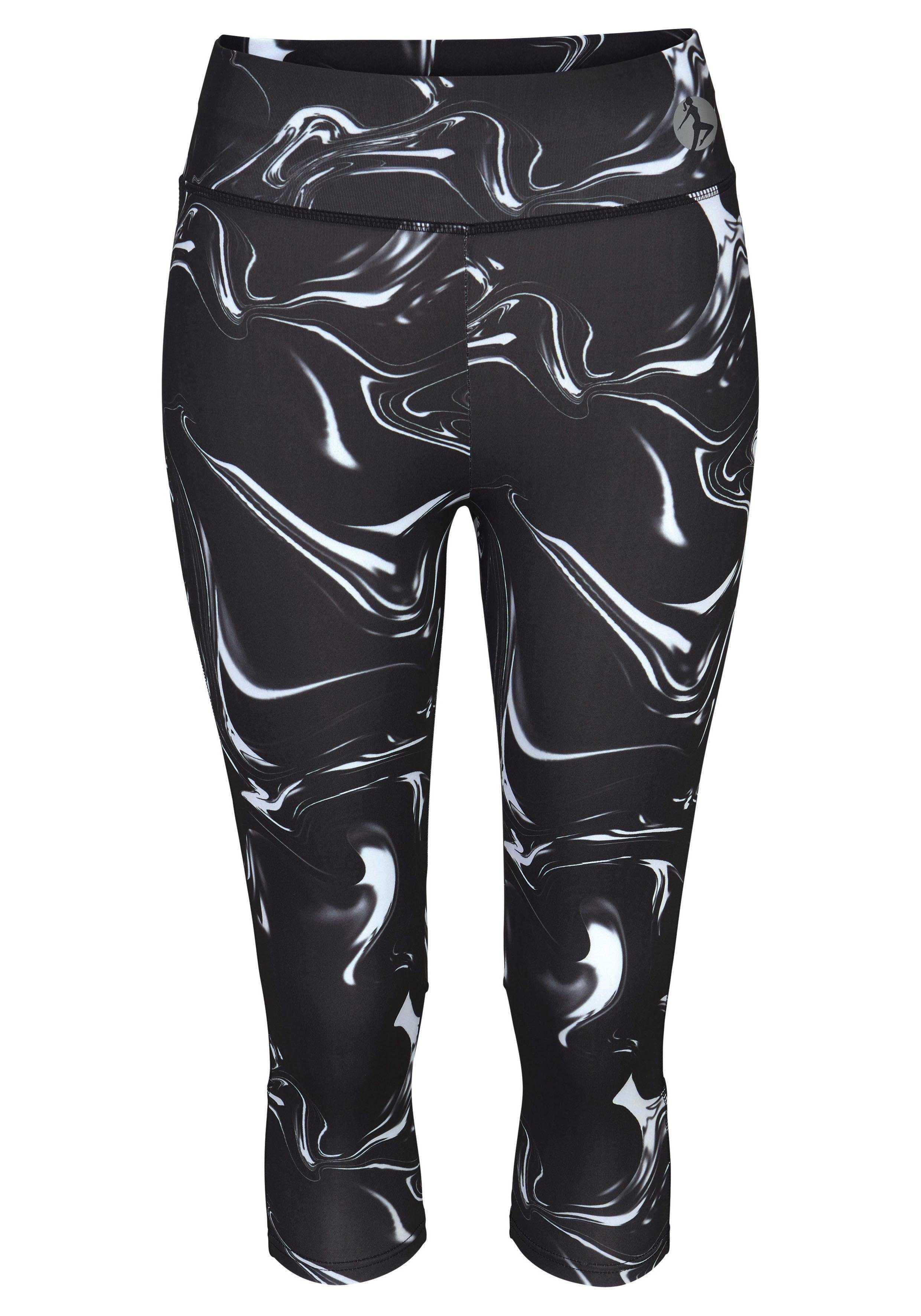 Marble Caprileggings LASCANA Black mit Bund breitem ACTIVE