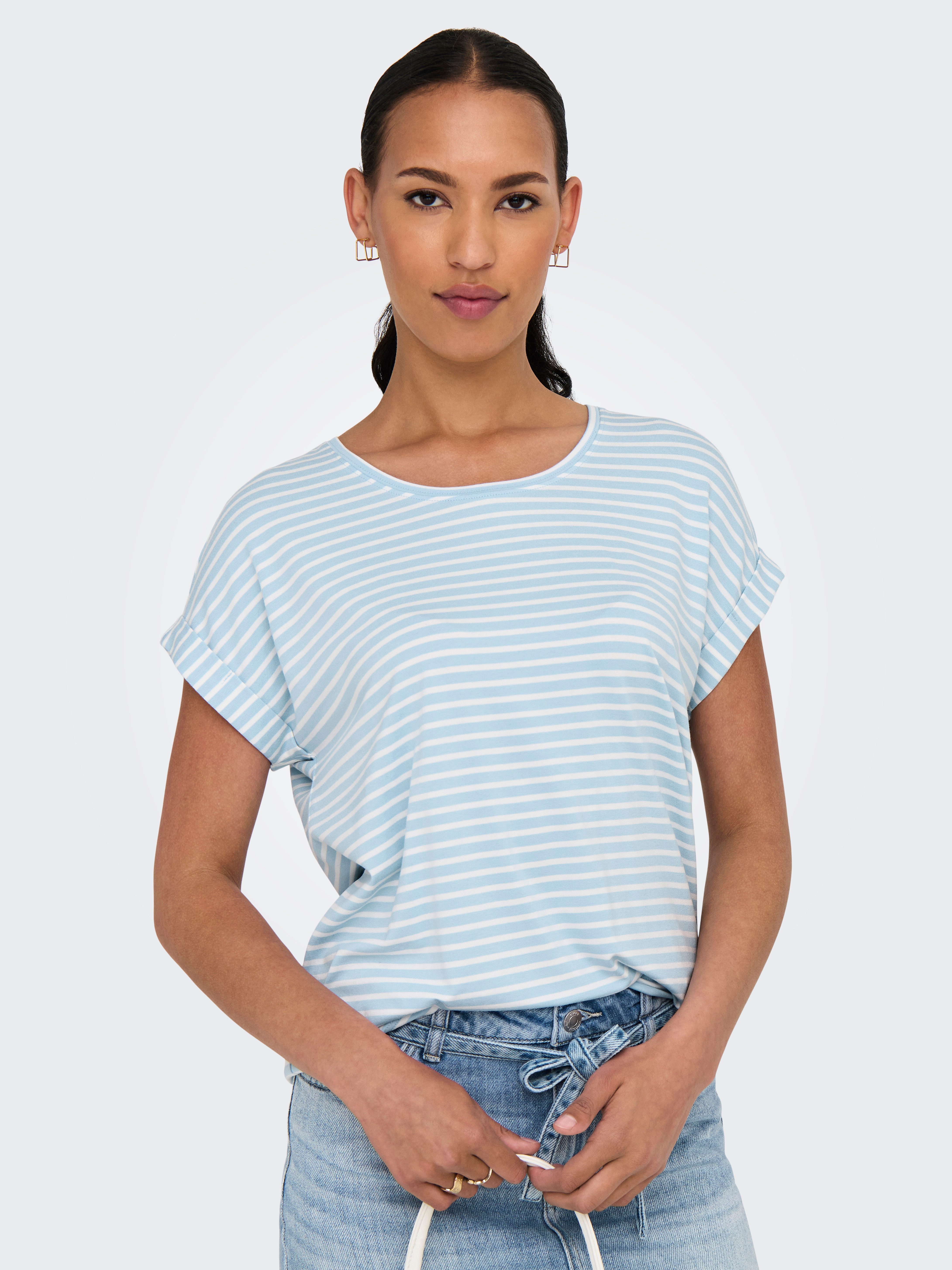 ONLY Kurzarmshirt ONLMOSTER STRIPE S/S O-NECK TOP JRS NOOS gestreift, lässi günstig online kaufen