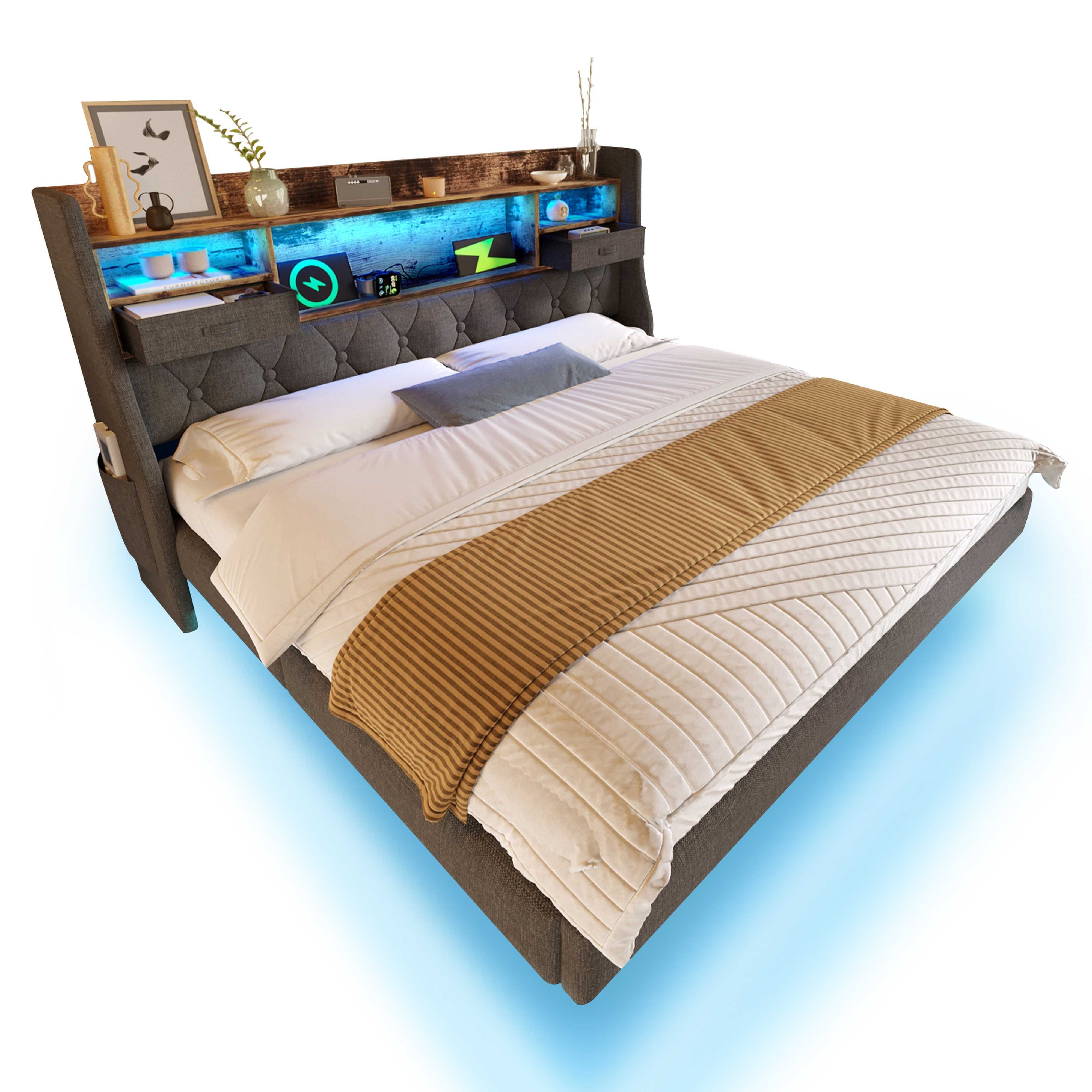 BlingBin Polsterbett Schwebebett (1-tlg., mit LED-Beleuchtung, Kopfteil-Sta günstig online kaufen