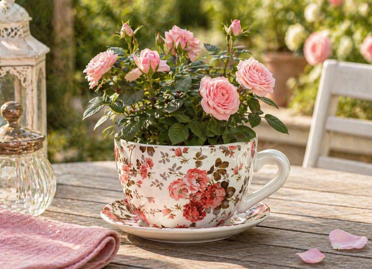 Seyila Home Pflanzkübel Pflanztasse aus Keramik mit Unterteller,Blumentopf