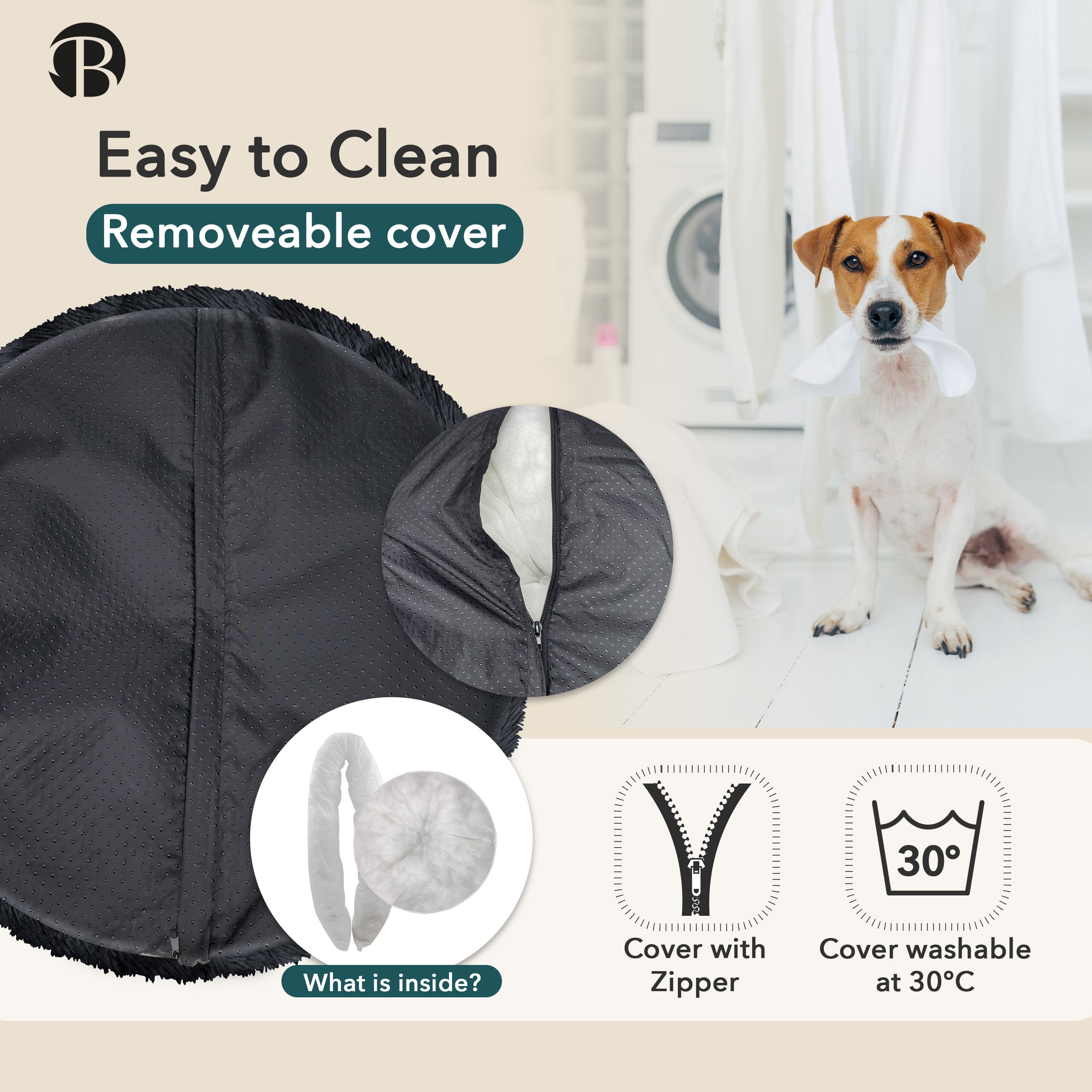Bluzelle Tierbett Premium Hundebett Hundekissen Donut / Katzenbett Katzenkissen / XXS, Flauschig Kuschelig Weiches Kunstfell, für Kleine Hunde / Hundekorb / Rund Waschbar Plüsch Kissen Tier Bett