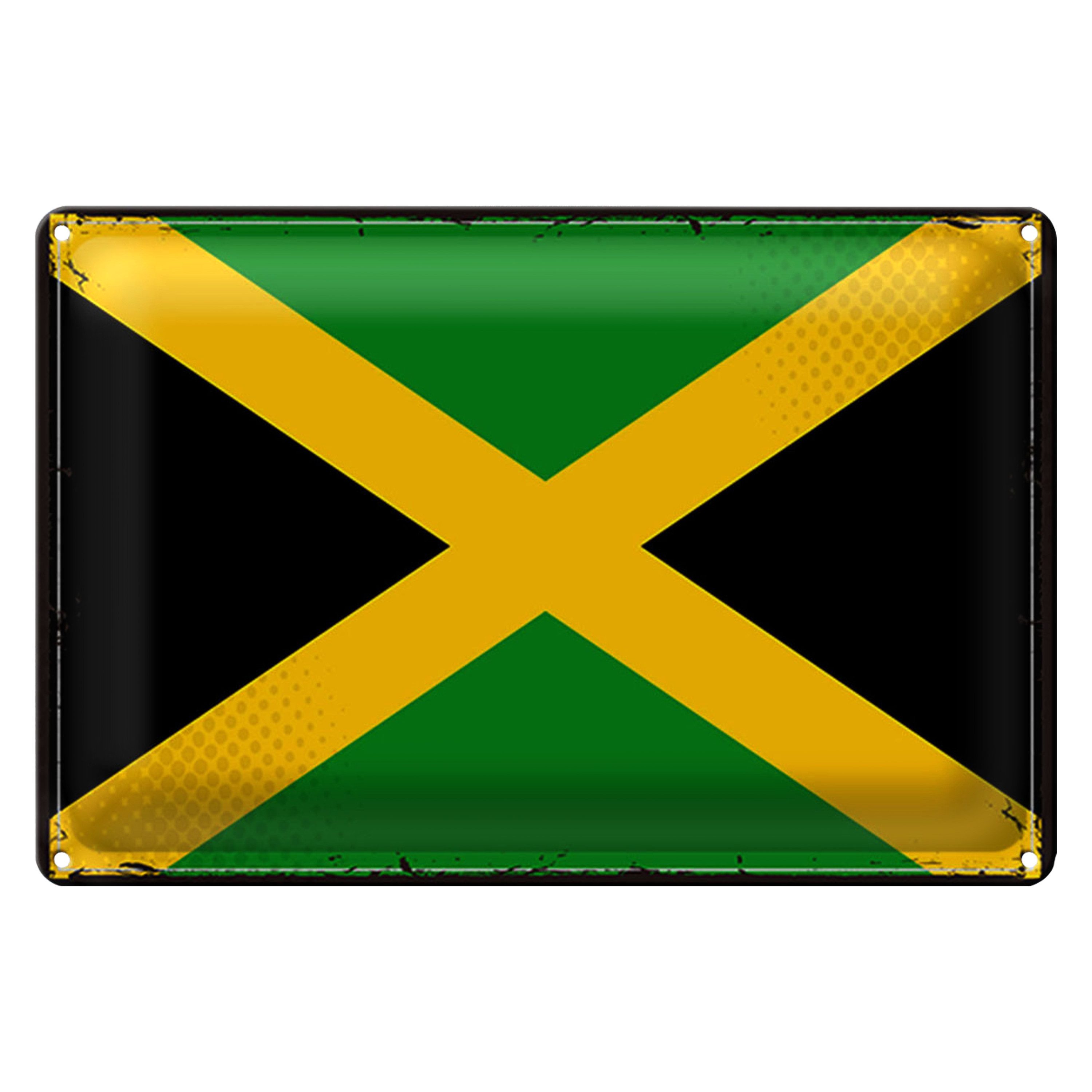 Roomando Metallschild Flagge Jamaika 40x30cm Retro Flag of Jamaica