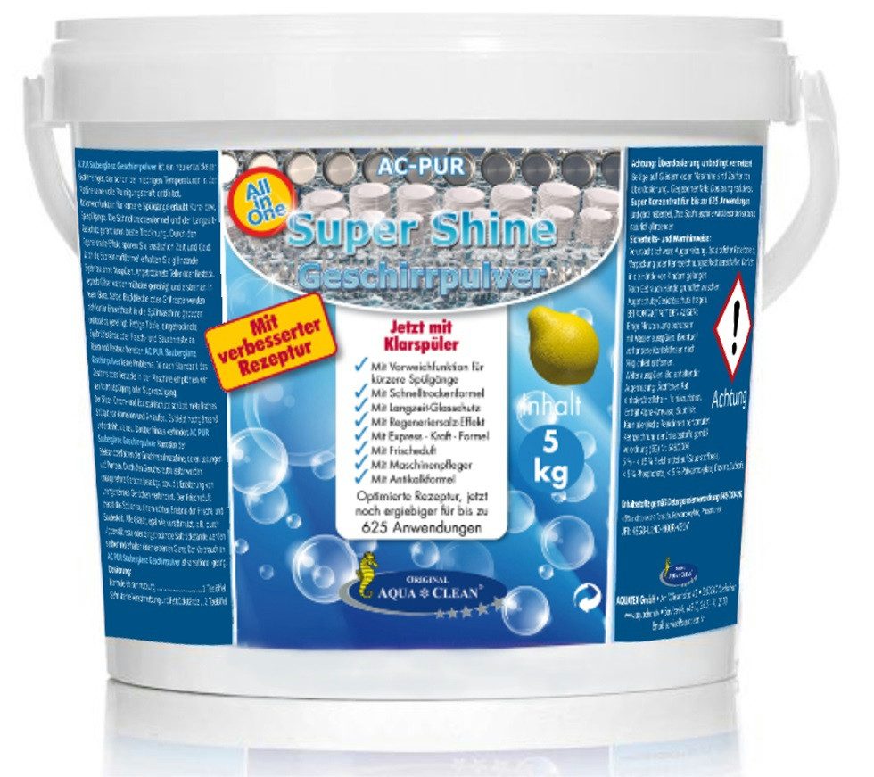 AQUA CLEAN PUR Geschirrpulver 5 kg Super Shine ALL in One Spülmaschinenpulver