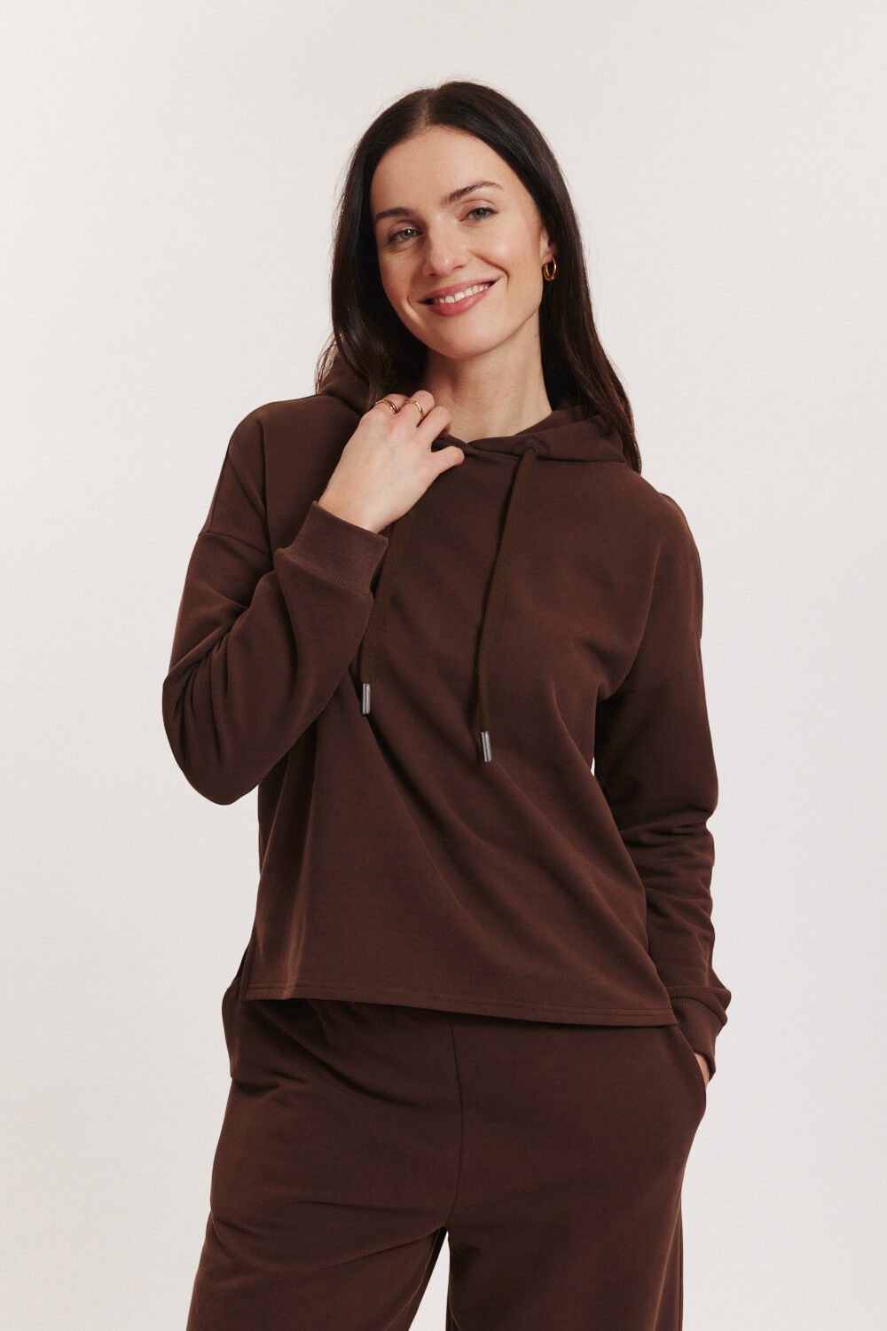 Tranquillo Hoodie Damen Arvidee GOTS-Bio-Baumwolle Relaxed Fit angenehme Oberfläche Kapuzenpullover aus weichem Sandwash-Sweat mit Logo-Stickerei