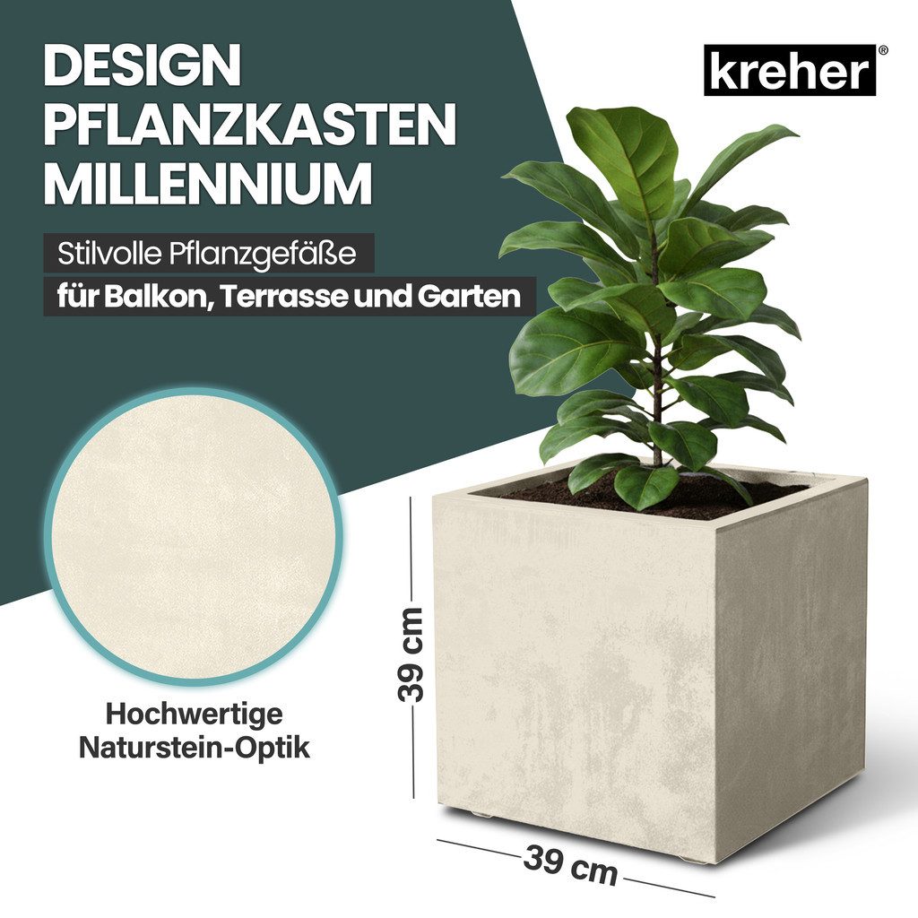 Kreher Blumenkasten Millennium in Naturstein Optik verschiedenen Ausführungen