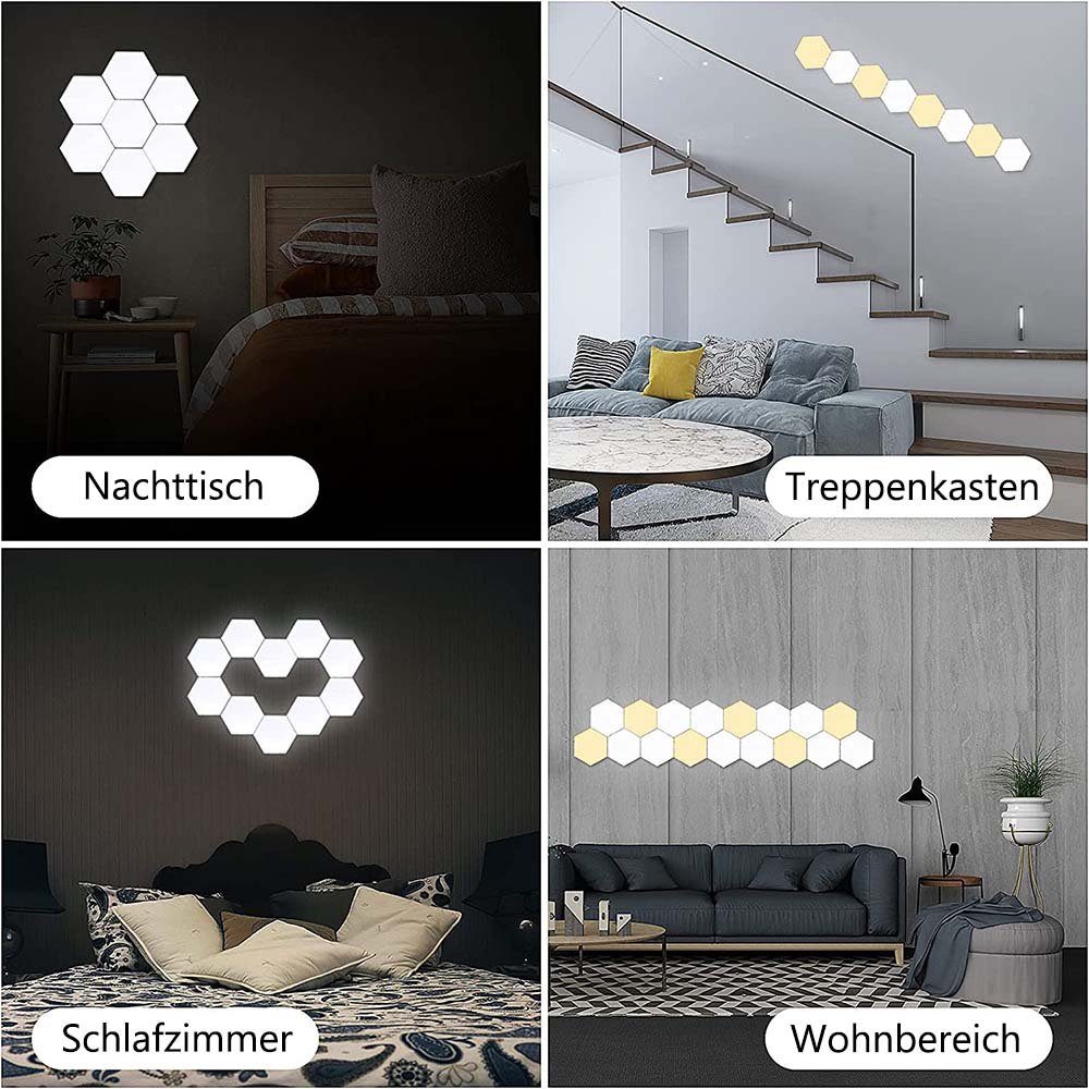 Honeycomb RGB, Touch Smart Gaming Fernsteuerung Berührungssteuerung, Wandlampe LED Farbe Modular Hexagon Wandleuchten Rosnek 3 Panels, Light Lights Wandleuchte Lampe DIY