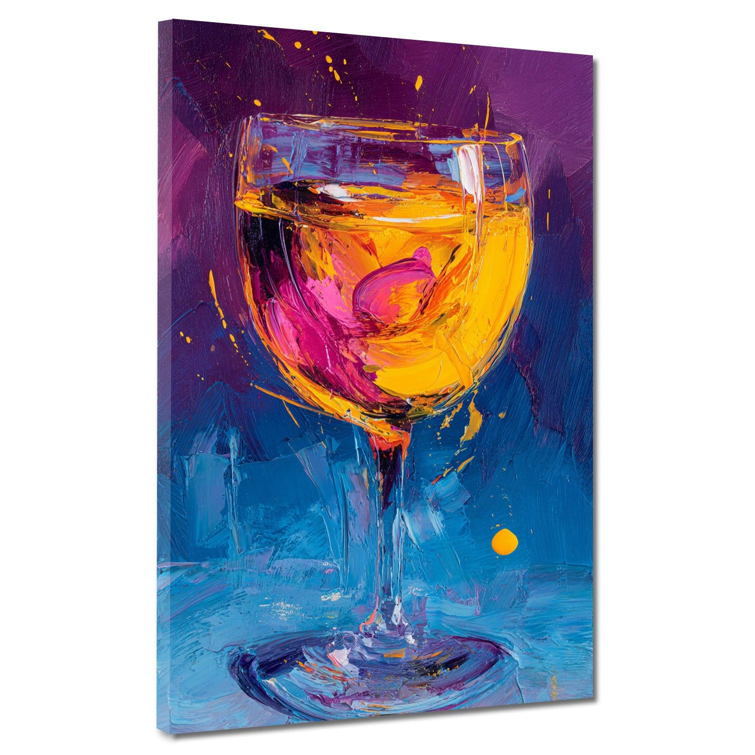 Artedinoi Leinwandbild Weinglas Pop Art abstrakt Leinwandbild Wandbild Kunstdruck XL Wanddeko