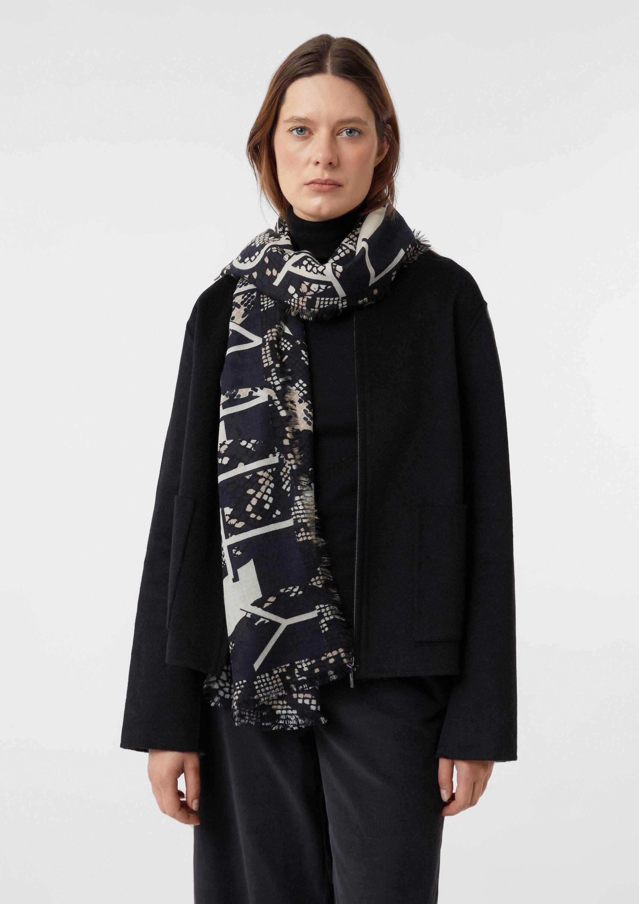 comma Schal Tuch, Wollmix-Schal mit Animal-Print günstig online kaufen
