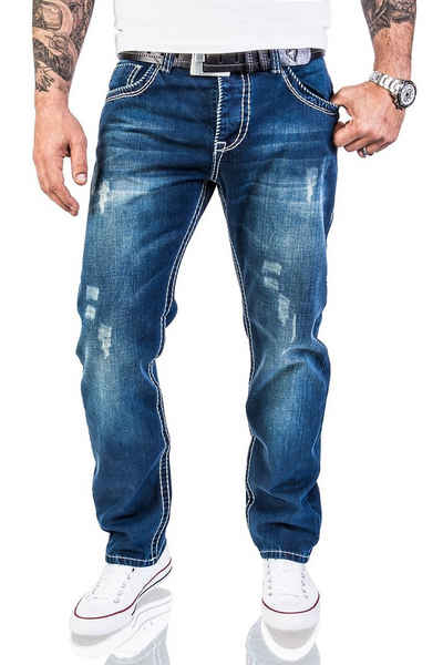 Rock Creek Straight-Jeans »Herren Jeans Stonewashed dicke Naht RC-2056«