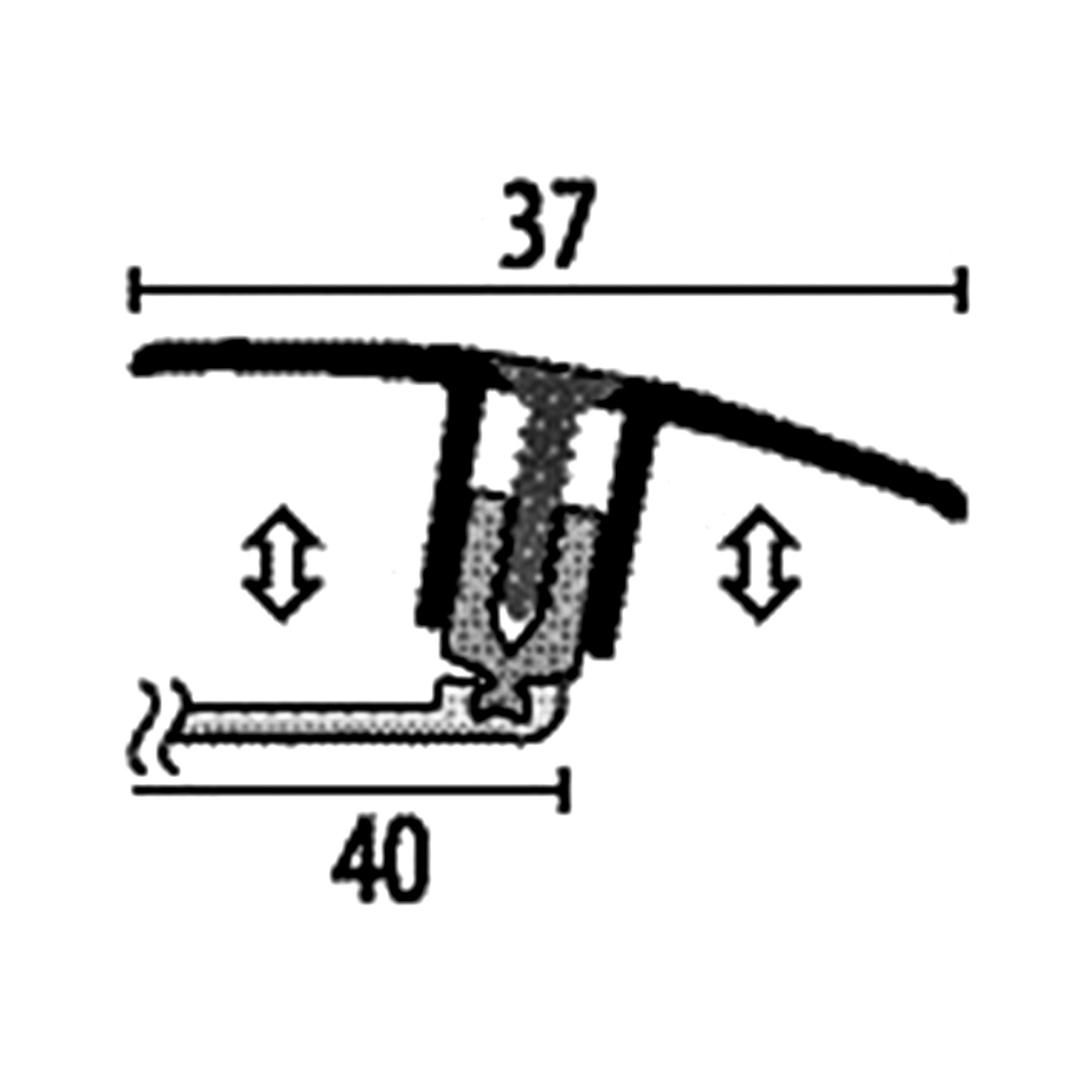 PROVISTON Übergangsprofil Aluminium, 37 x 1000 mm, Schwarz, Übergangsschiene Bodenprofil