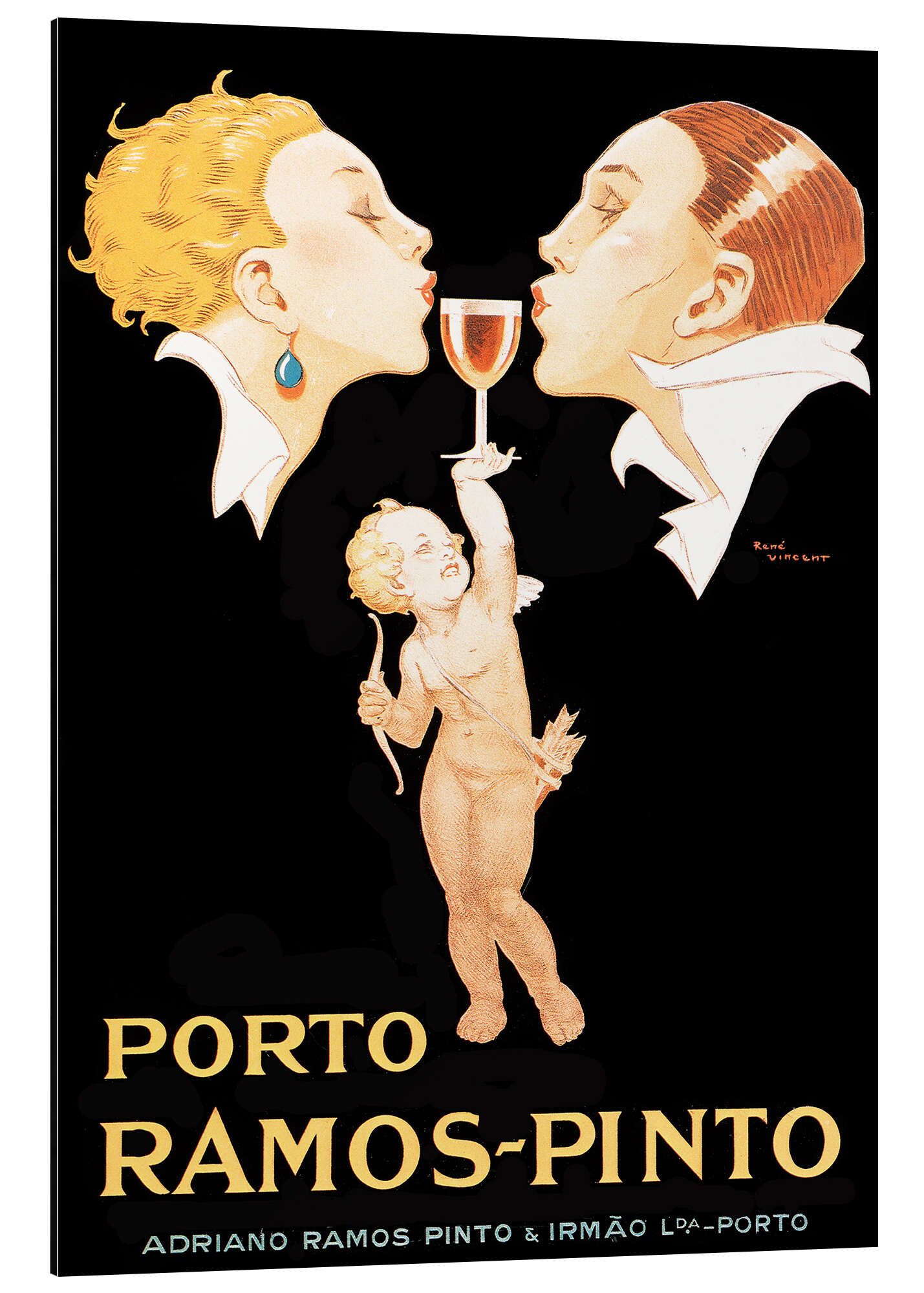 Posterlounge Alu-Dibond-Druck René Vincent, Porto Ramos-Pinto, Bar Vintage Malerei
