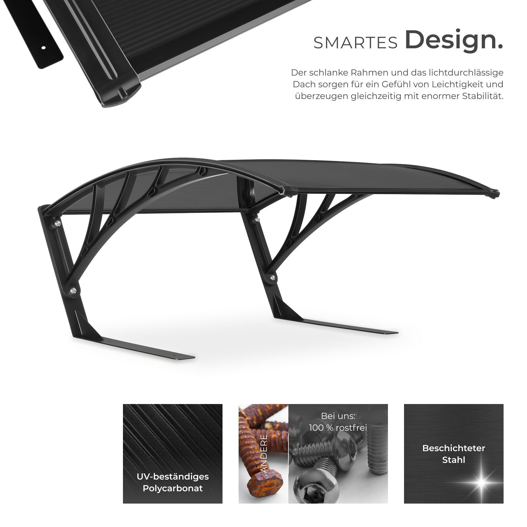 tectake Mähroboter-Garage Rasenmäher-Roboter-Garage Inkl. 4 Erdnägeln, 81 x 100 x 48 cm, für Rasenmäher, (Mähroboter-Unterstand Domus, 81 x 100 x 48 cm), Dach aus UV-beständigem Polycarbonat und Aluminium