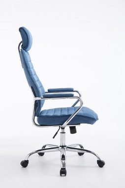 TPFLiving Bürostuhl Rocket mit bequemer Rückenlehne - höhenverstellbar und 360° drehbar (Schreibtischstuhl, Drehstuhl, Chefsessel, Bürostuhl XXL), Gestell: Metall chrom - Sitz: Stoff blau