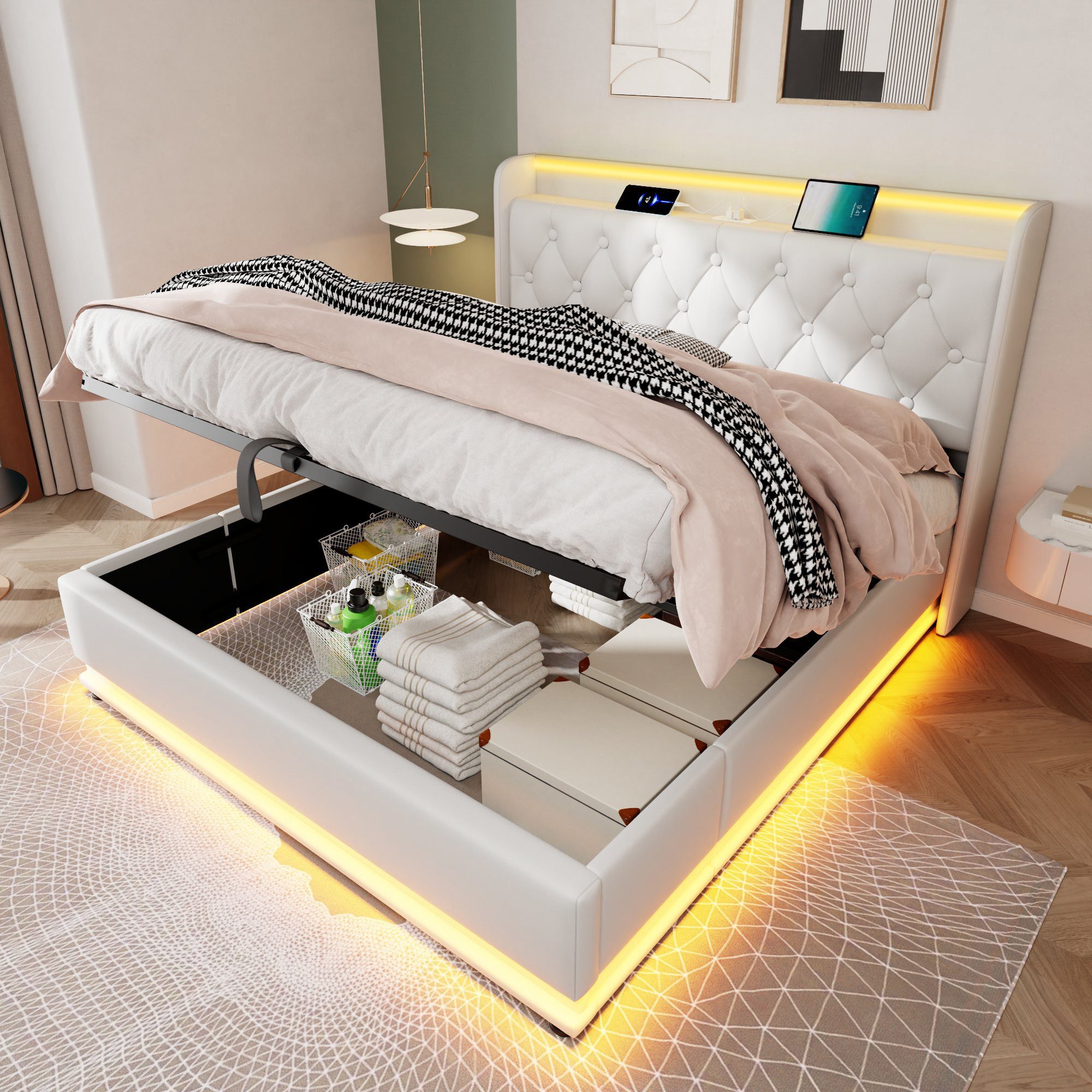 HAUSS SPOLE Polsterbett 180x200cm mit LED-Beleuchtung, günstig online kaufen
