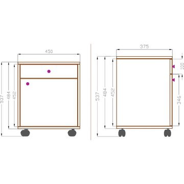 VCM Rollcontainer Holz Rollcontainer Bürocontainer Schublade Masola, (1 St)