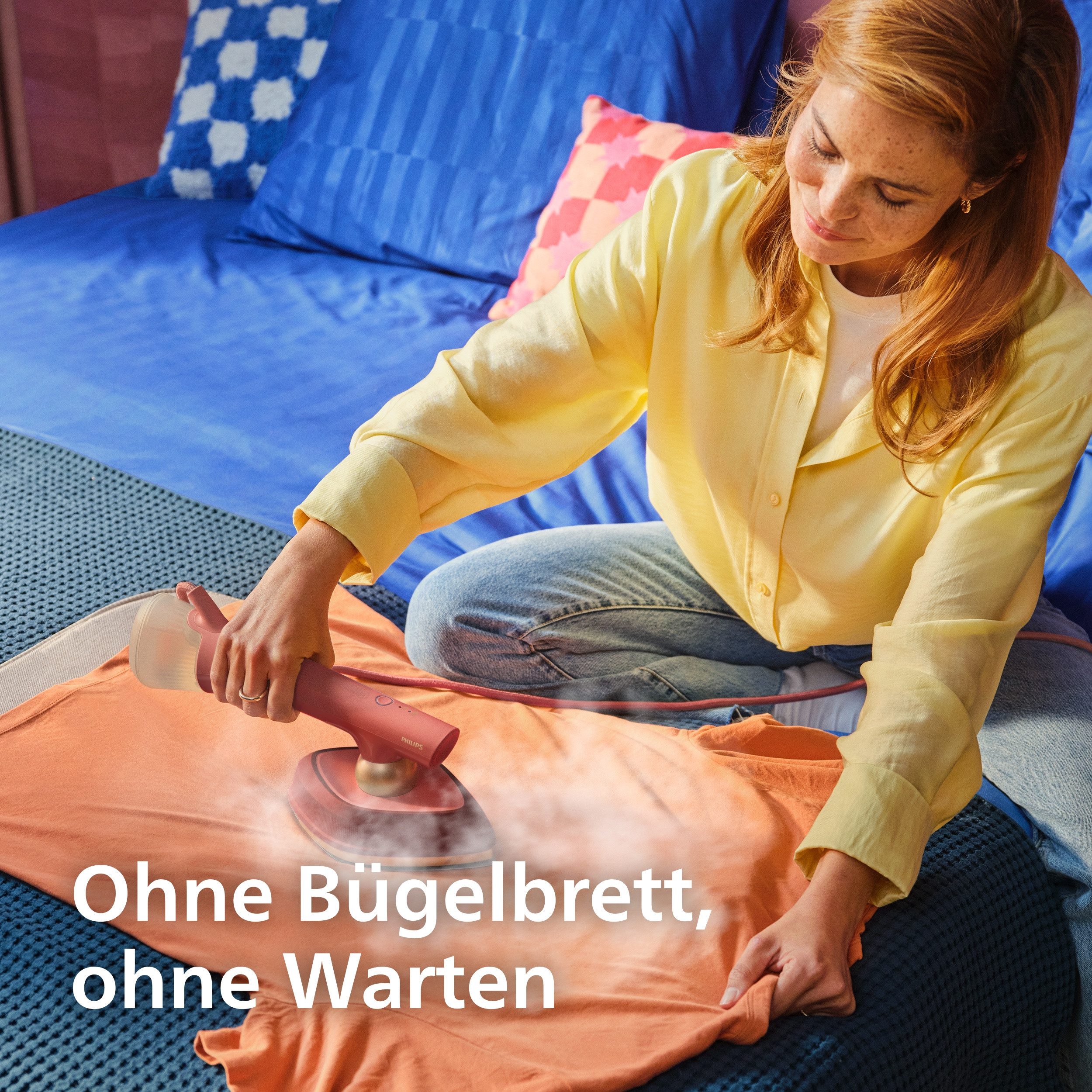Philips Dampfbügeleisen GC213/10 OneTurn 2-in-1 Bügeleisen & Steamer, StyleMat & Dock inkl., 1800 W, SteamGlide Plus, 200ml Wasserbehälter und 90 g Dampfstoß