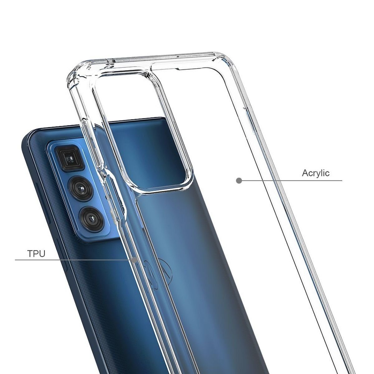CoverKingz Handyhülle Hülle für Motorola Edge 20 Pro Handyhülle Hybrid Silikon Case Bumper 17,02 cm (6,7 Zoll), Handyhülle Schutzhülle Transparent Hybrid Silikonhülle Bumper