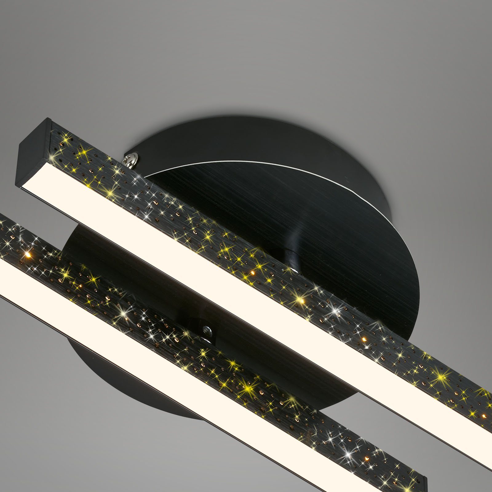 verbaut, Wandleuchte Laserlochoptik, 135x14x6,5 LED Leuchten Glitzereffekt fest LED durch Warmweiß, schwarz, Briloner 3717-025, cm