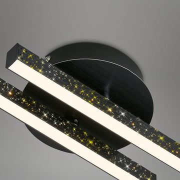 Briloner Leuchten LED Wandleuchte 3717-025, LED fest verbaut, Warmweiß, Glitzereffekt durch Laserlochoptik, schwarz, 135x14x6,5 cm