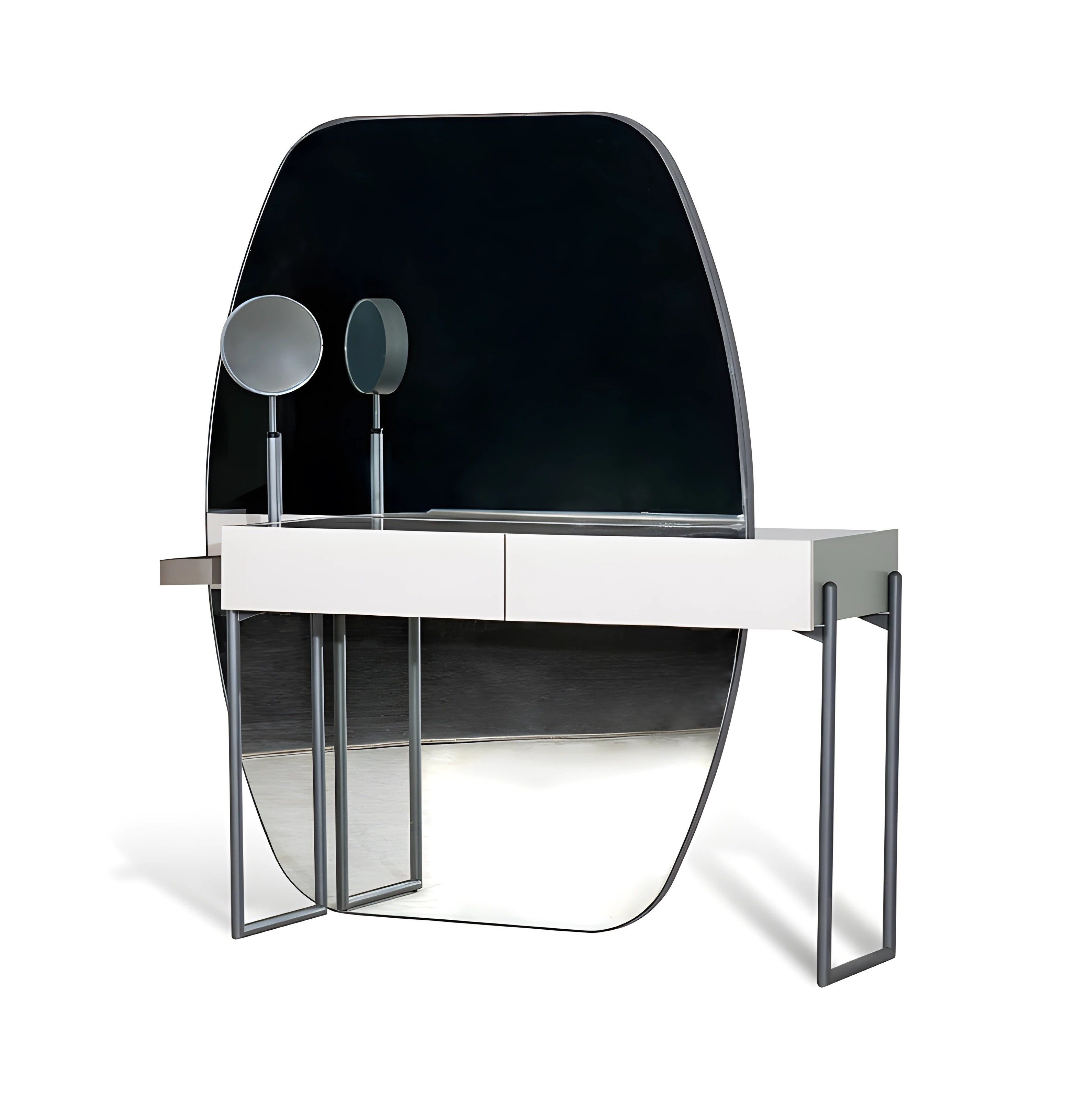 Xlmoebel Schminktisch Schminktisch mit Hocker in Weiß aus Holz mit ovalem Spiegel (Schminktisch mit Hocker, mit Hocker), Made in Europa