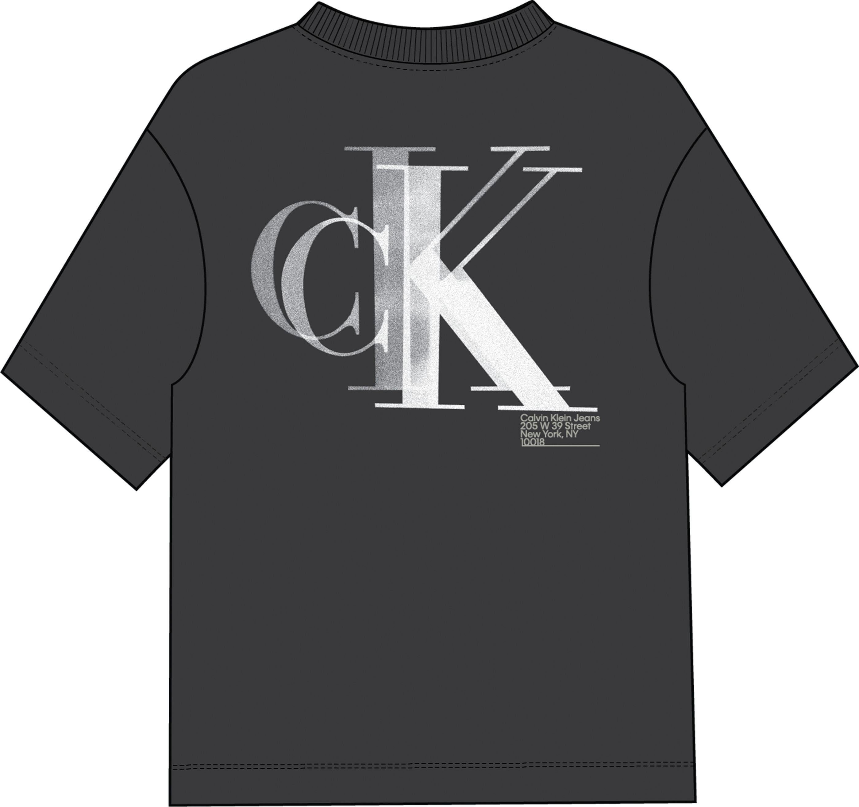 LIGHTBOX Klein CK Black Ck Calvin Rundhalsausschnitt T-Shirt BACK hohem mit TEE Jeans