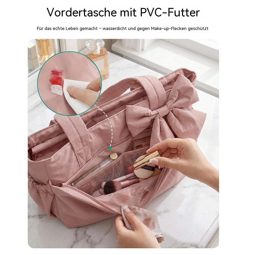 nsihing Umhängetasche Damen Schultertasche mit Schleife,große Tragetasche,30x10x25cm, Mit Laptopfach und Reißverschluss für Schule Arbeit Reisen – Bild 4 von 5