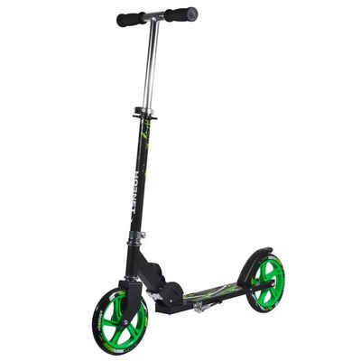 Hudora Scooter Hornet 200, klappbar, Lenkerhöhe von 91 bis 101 cm, bis 100 kg, Tret-Roller, Big Wheel, Kinderscooter, Kinderroller, für Kinder, Neon Grün