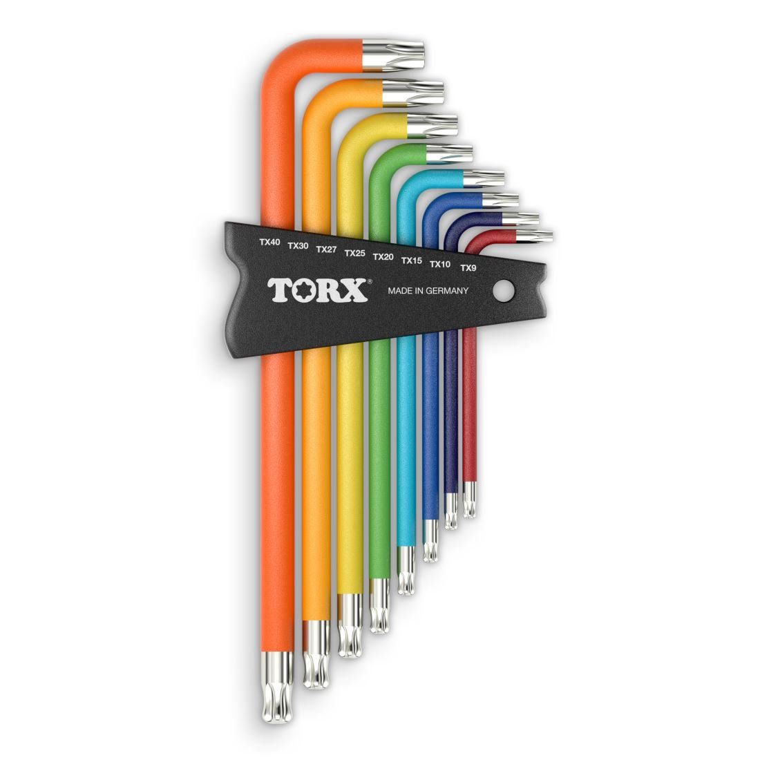 TORX Torxschlüssel Winkelschraubendreher Set TX9-TX40 8teilig, mit Color Grip & Kugelkopf