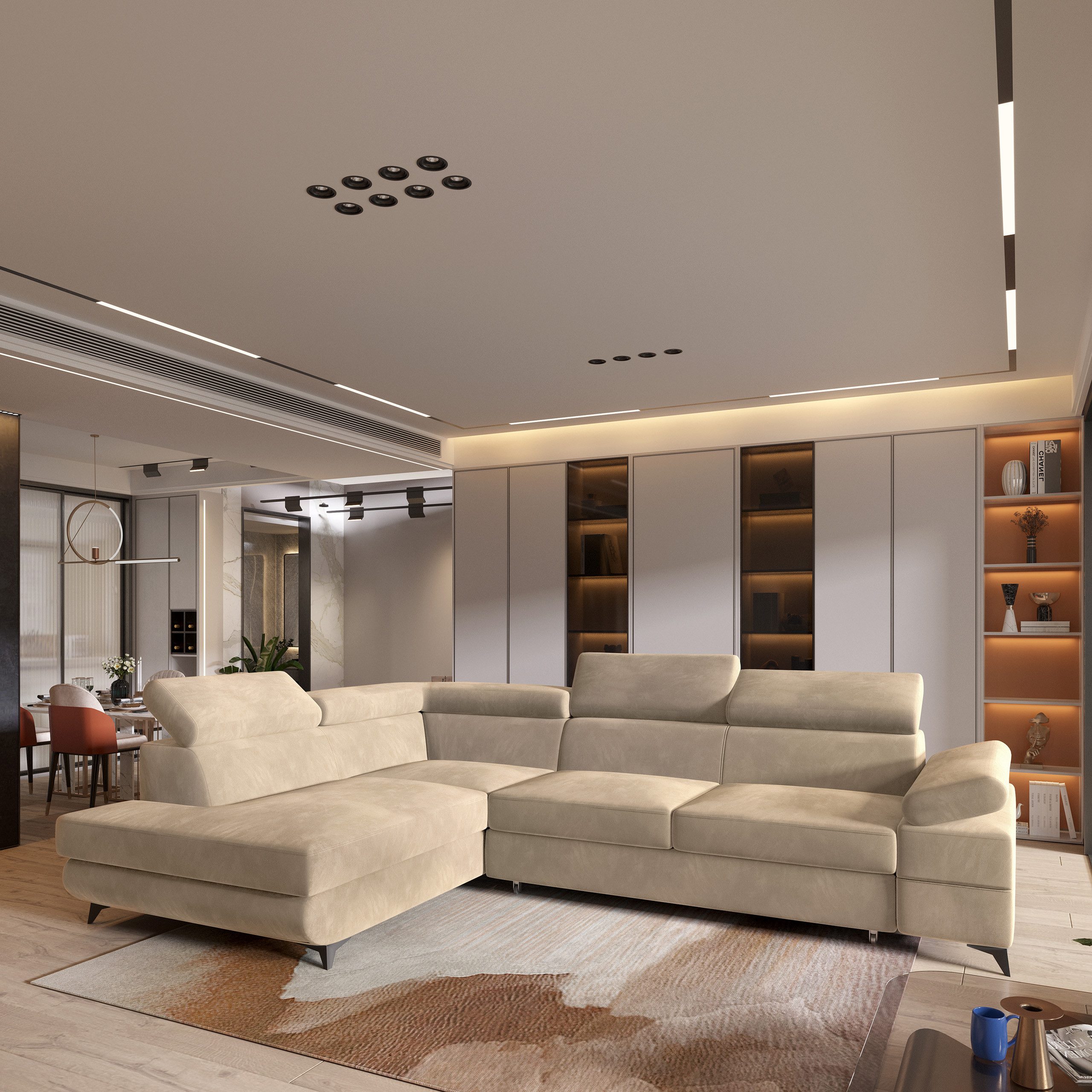 Masseno Ecksofa FAVIEN mit Schlaffunktion L-Form, Sofa mit Bettkasten günstig online kaufen