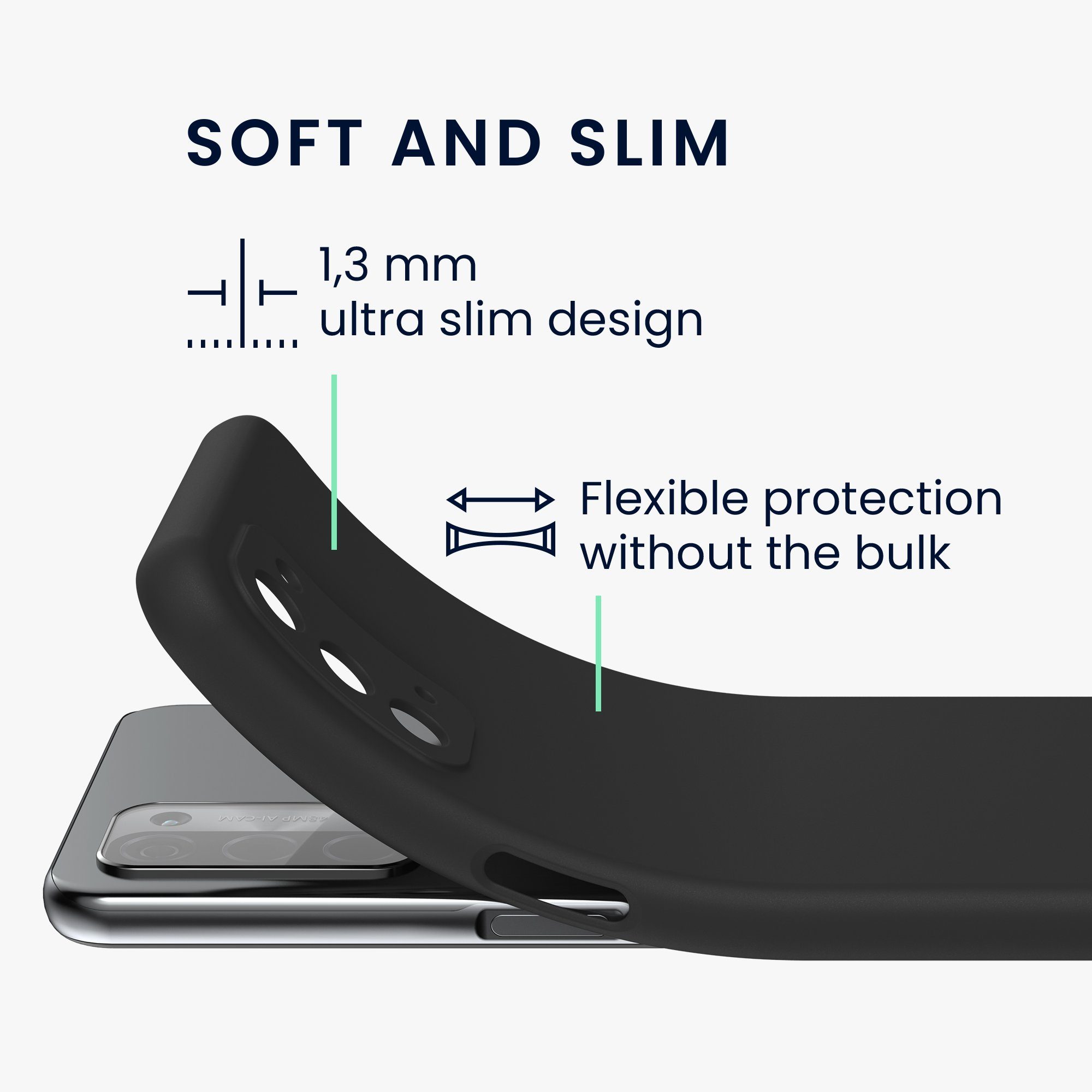kwmobile Handyhülle Handyhülle für Oppo A74 (5G) / A54 (5G) Hülle, Weiches Handy Silikon Case - Schutzhülle Cover