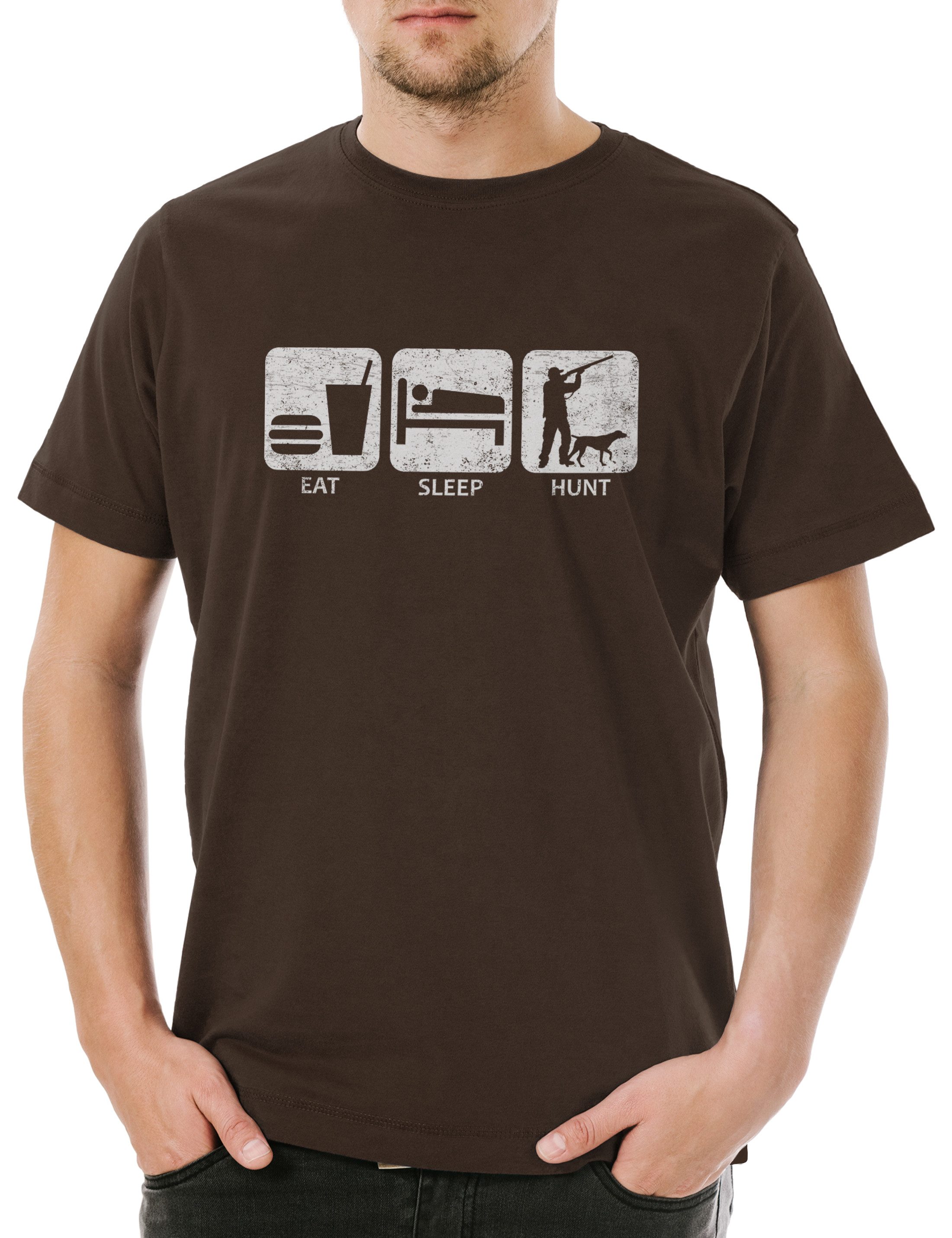 Urban Backwoods Print-Shirt Eat Sleep Hunt Herren T-Shirt Hunting Hunter Jäger Jagen Jagd Revier (1-tlg) Geweih Rack Hirsch Deer