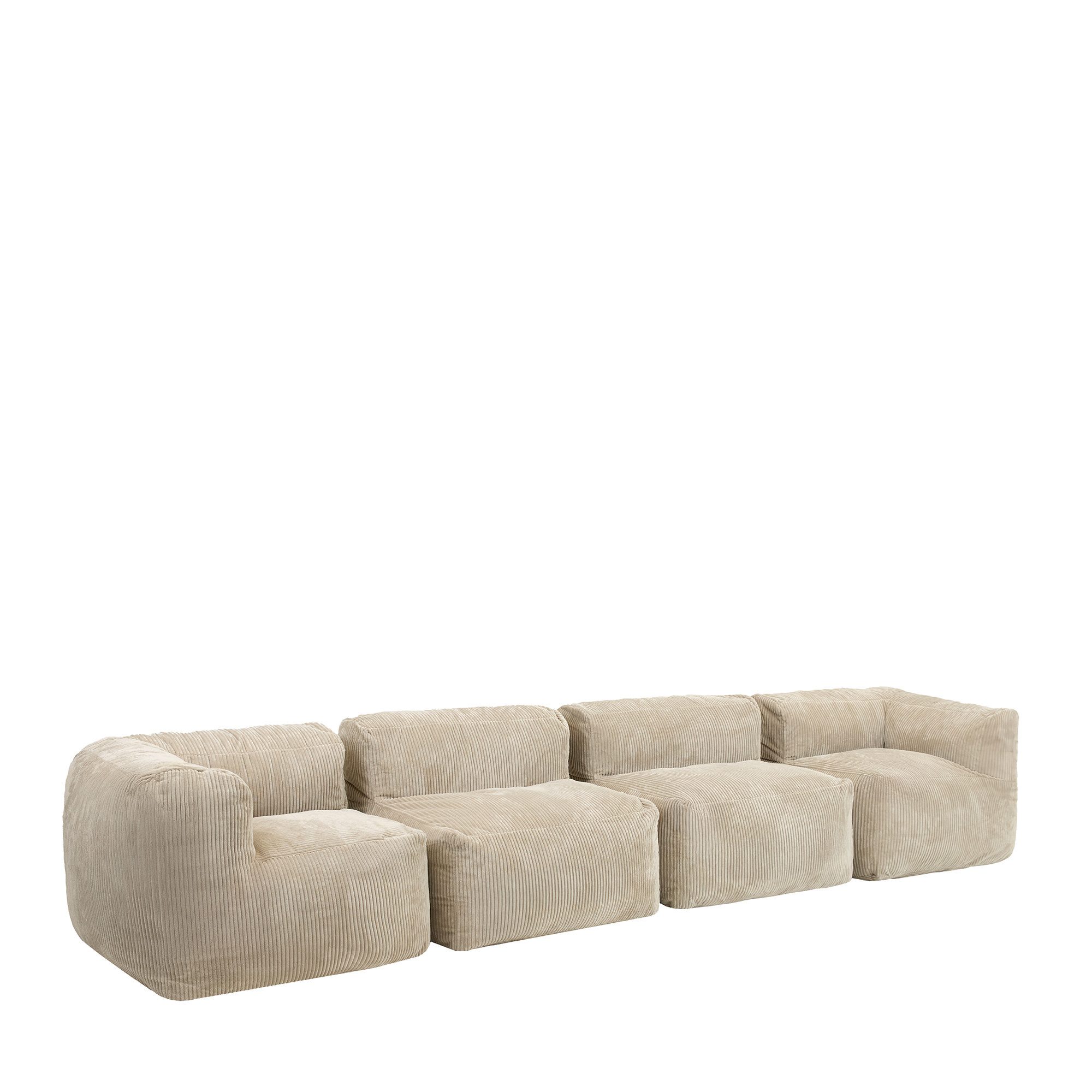 icon Sofa Modulares Ecksofa 4 Sitzer aus Cord Flauschig „Zen“, Spar-Set, Schaumstoff Füllung, für Wohnzimmer, für Schlafzimmer