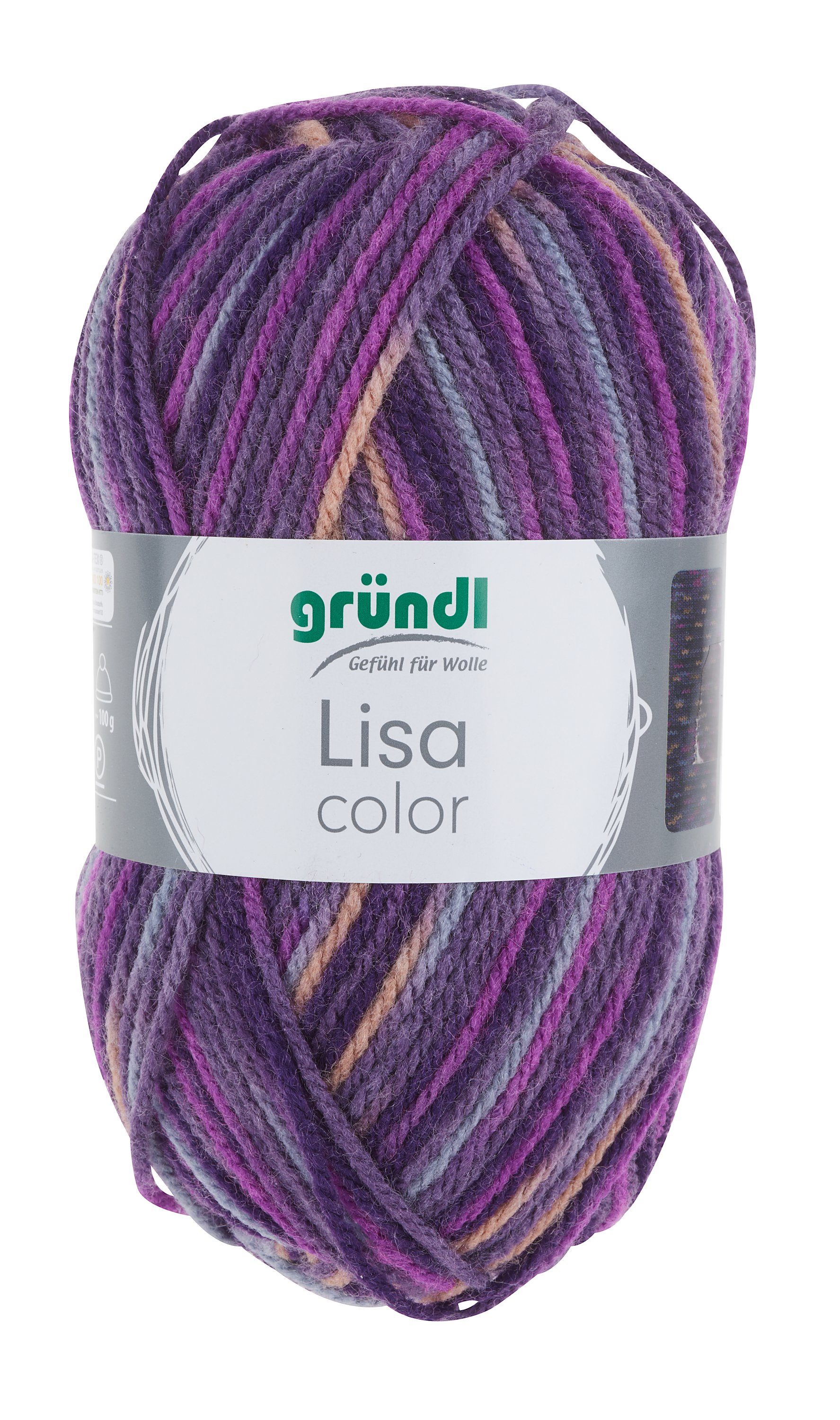 Gründl Wolle Lisa Premium Color Häkelwolle, 50 g, 133 m, Pflegeleicht, formbeständig und kratzt