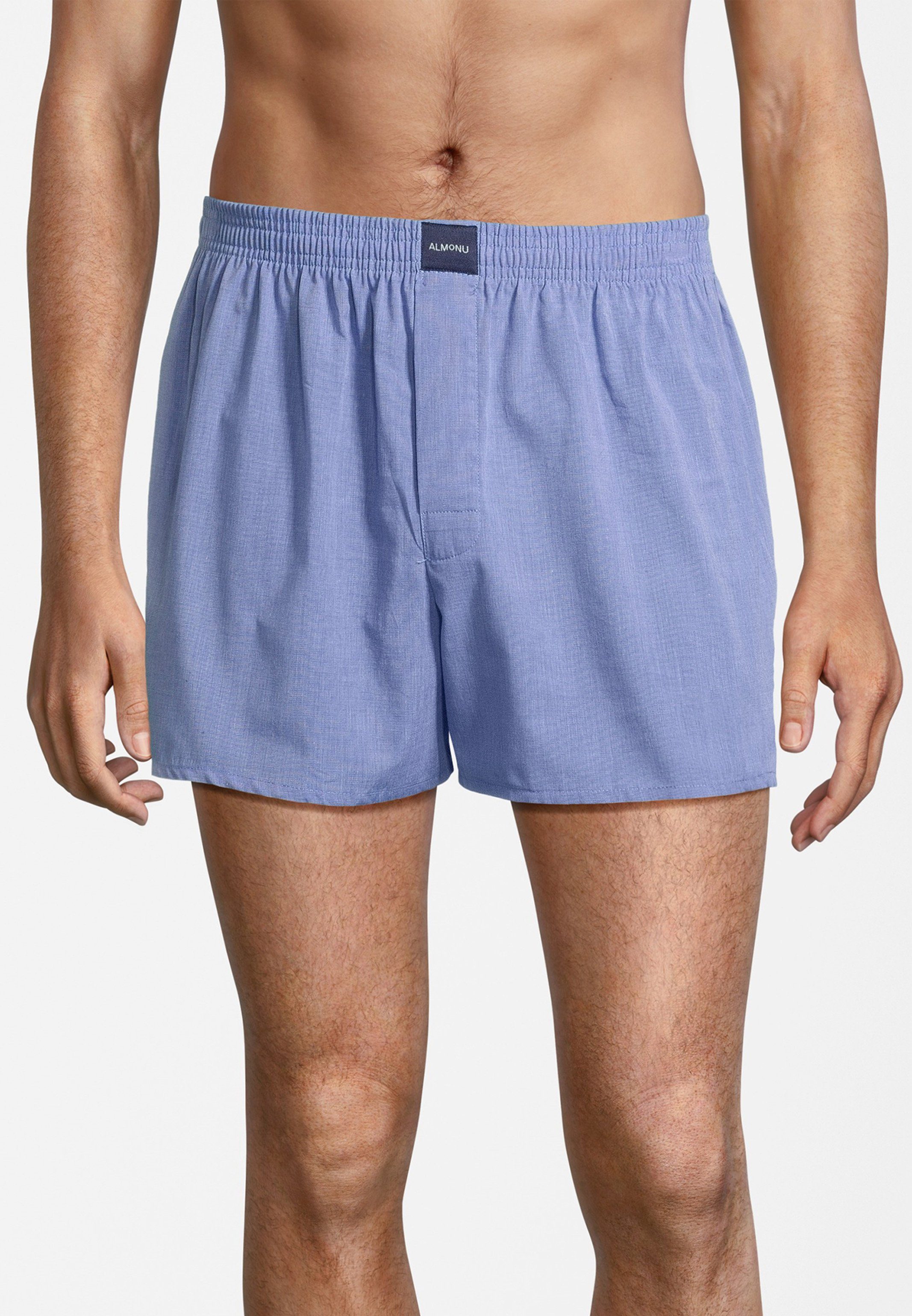 Eingriff (Spar-Set, - Baumwolle Atmungsaktiv - karriert Mit 3er Boxershorts Boxershorts - Almonu 3-St) Pack Blau Web