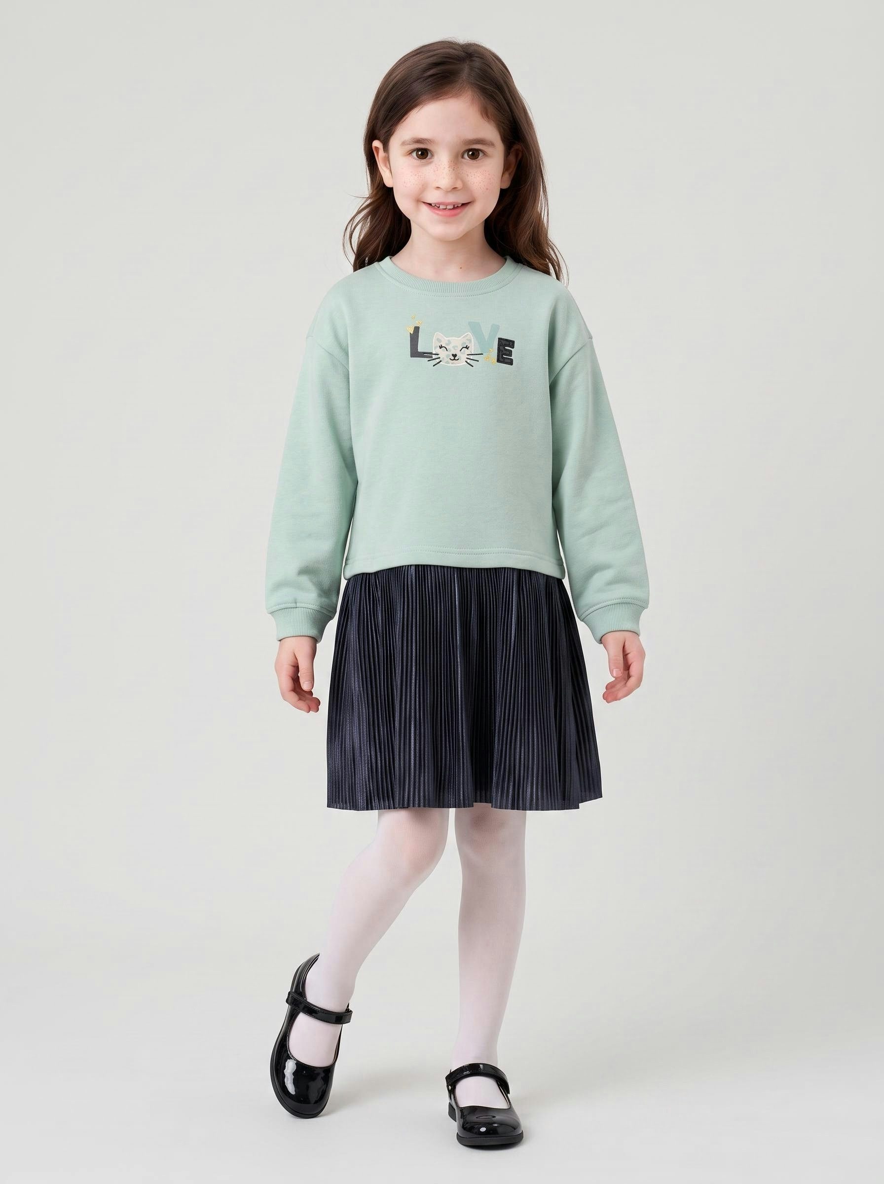 Blue Seven Sweatkleid mit angesetztem Rock in Plissee-Optik