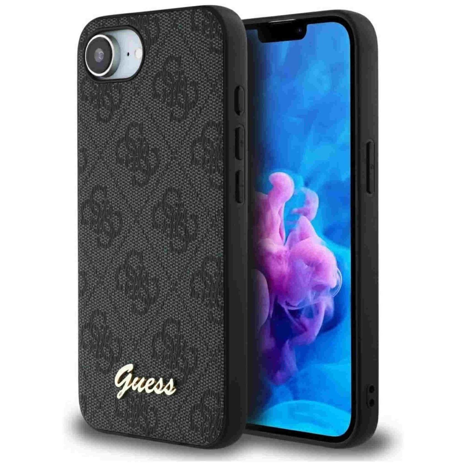 Guess Smartphone-Hülle Guess Apple iPhone 16e Script Logo MagSafe Schutzhülle Case Schwarz