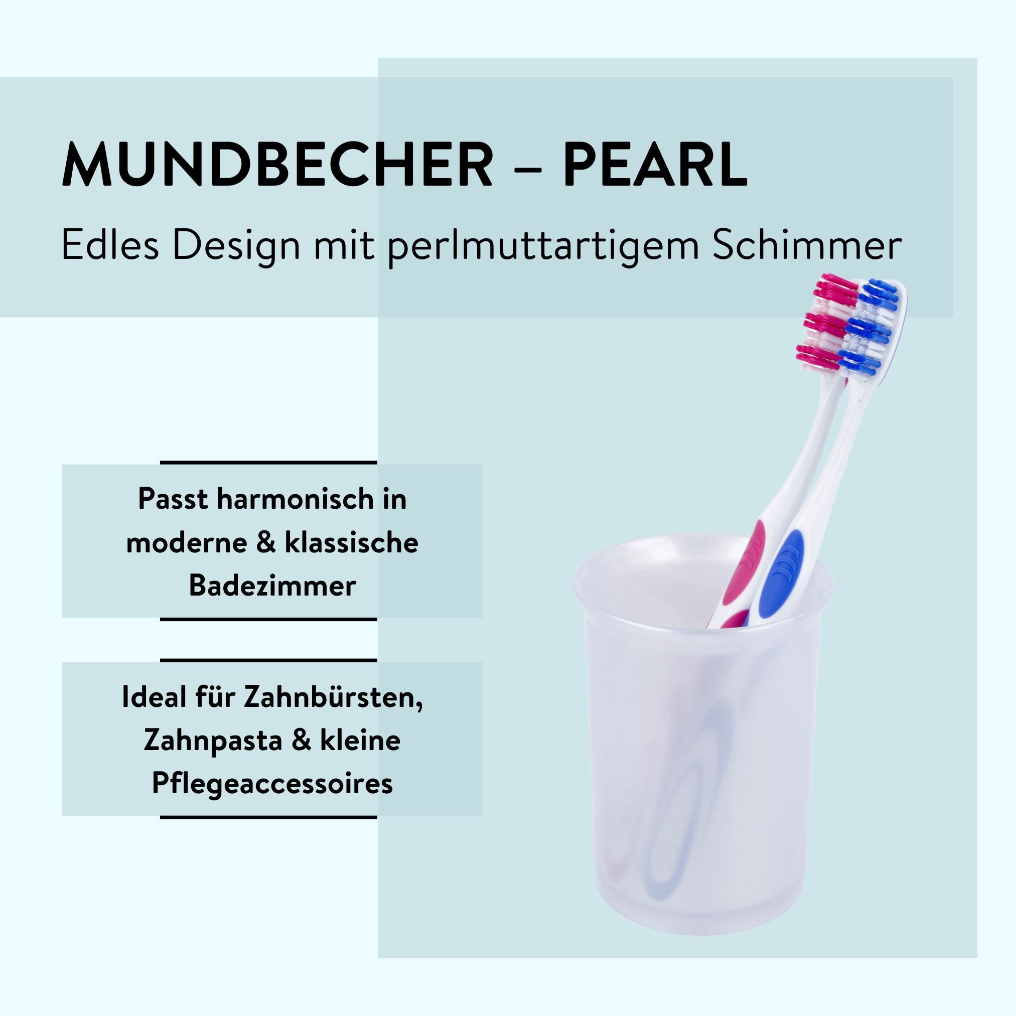 PARSA Beauty Zahnputzbecher Essential Mundbecher Pearl, Zeitlose Eleganz & Schimmernde Akzente – Bild 3 von 5